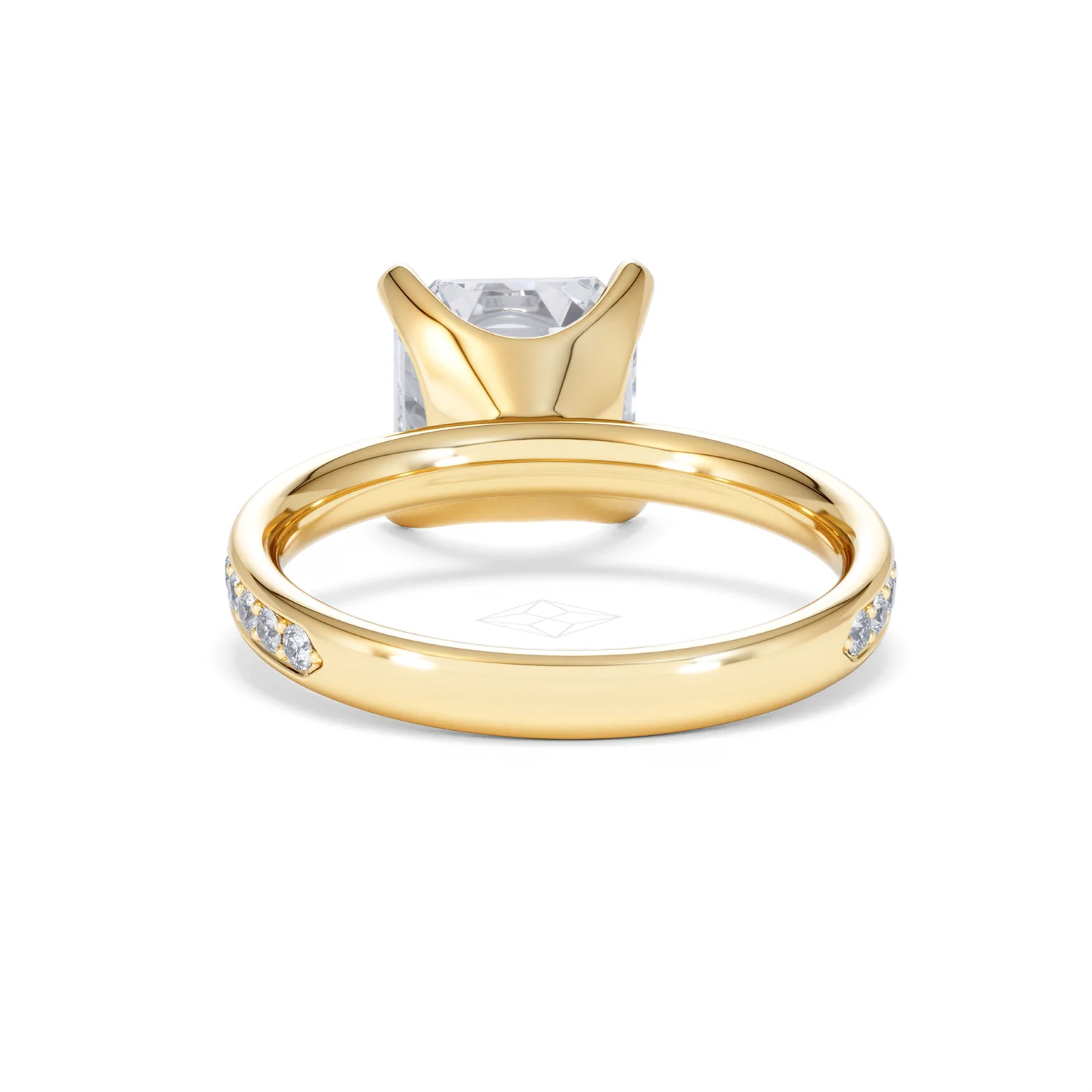 Origin 3.30ct Asscher Cut Lab Diamond Solitaire Engagement Ring with Side Stones in 18K Yellow Gold - Image 48