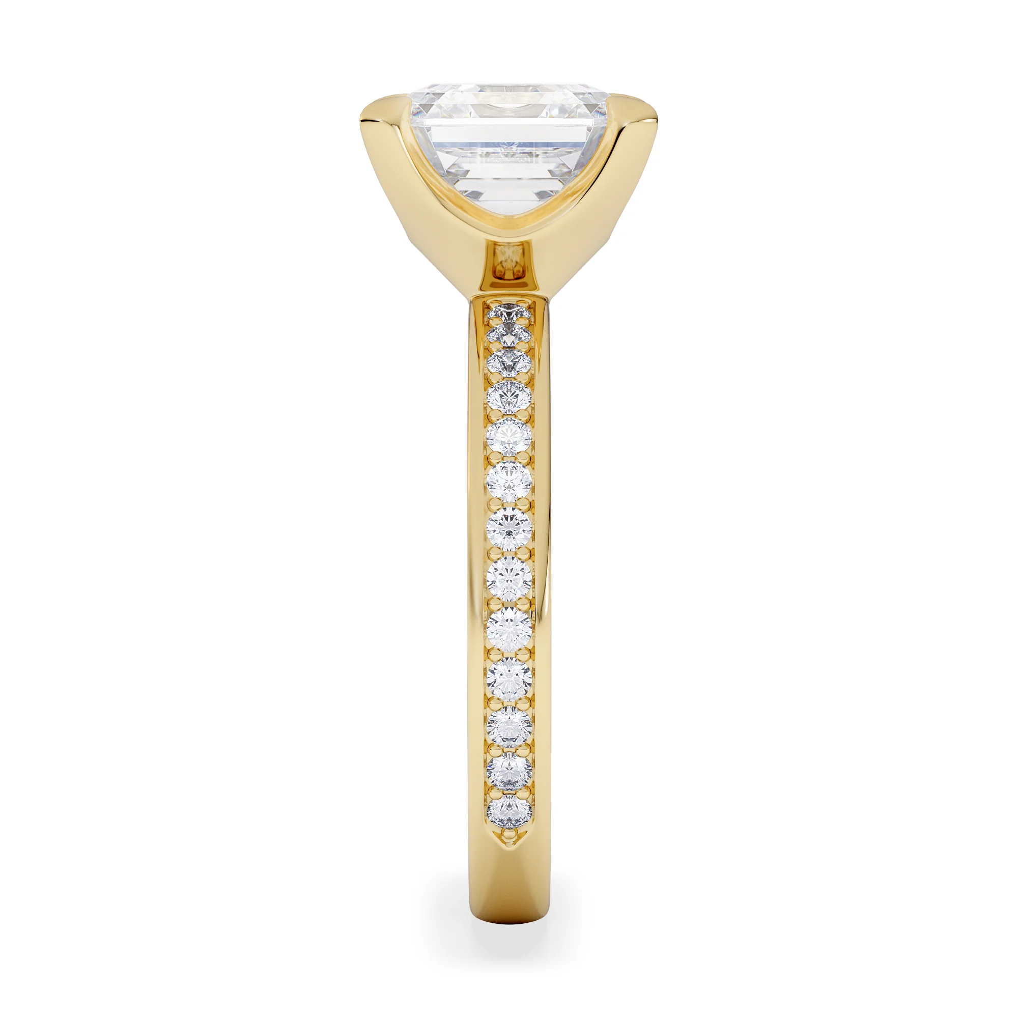 Origin 3.30ct Asscher Cut Lab Diamond Solitaire Engagement Ring with Side Stones in 18K Yellow Gold - Image 5