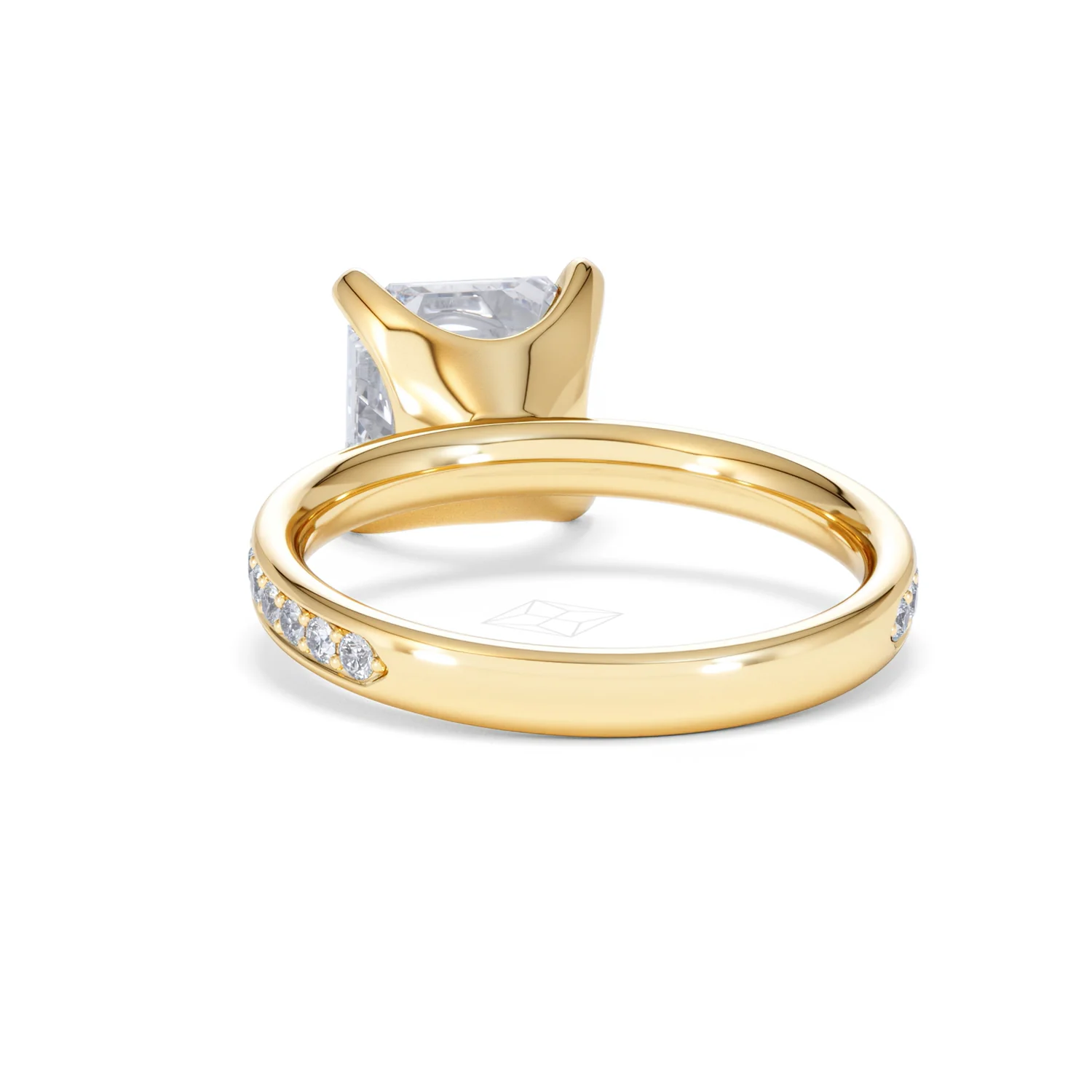Origin 3.30ct Asscher Cut Lab Diamond Solitaire Engagement Ring with Side Stones in 18K Yellow Gold - Image 50