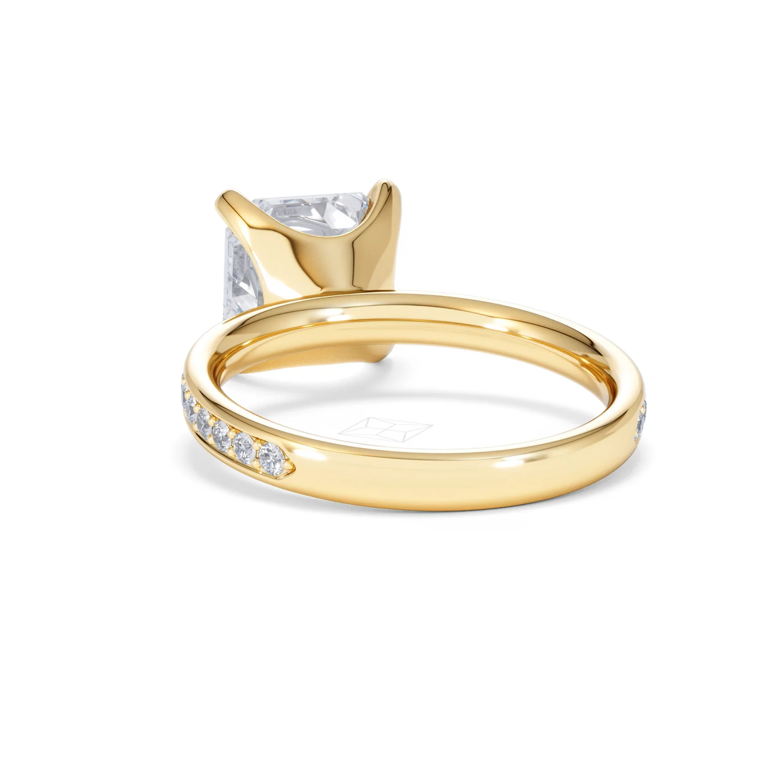 Origin 3.30ct Asscher Cut Lab Diamond Solitaire Engagement Ring with Side Stones in 18K Yellow Gold - Image 51