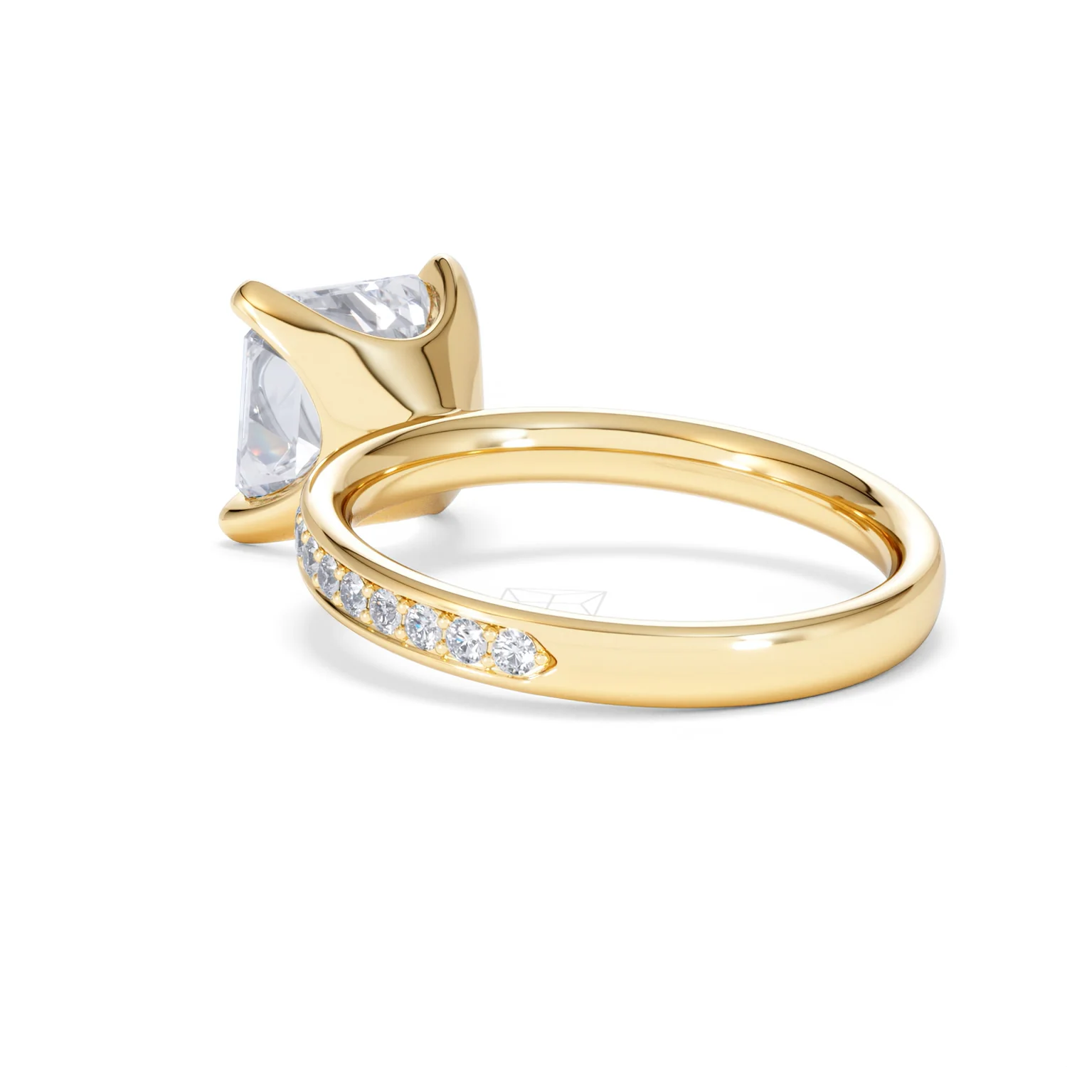 Origin 3.30ct Asscher Cut Lab Diamond Solitaire Engagement Ring with Side Stones in 18K Yellow Gold - Image 55