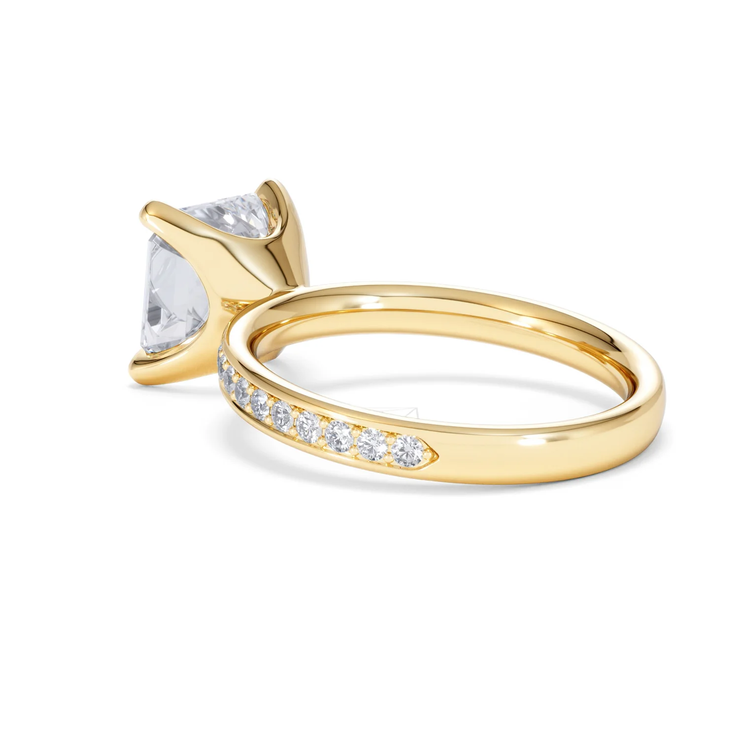 Origin 3.30ct Asscher Cut Lab Diamond Solitaire Engagement Ring with Side Stones in 18K Yellow Gold - Image 57