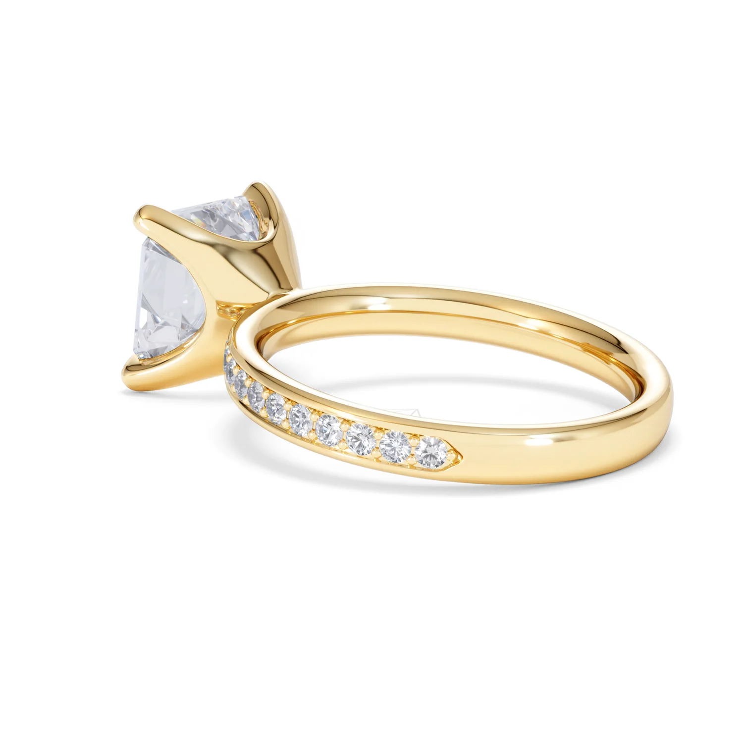 Origin 3.30ct Asscher Cut Lab Diamond Solitaire Engagement Ring with Side Stones in 18K Yellow Gold - Image 58