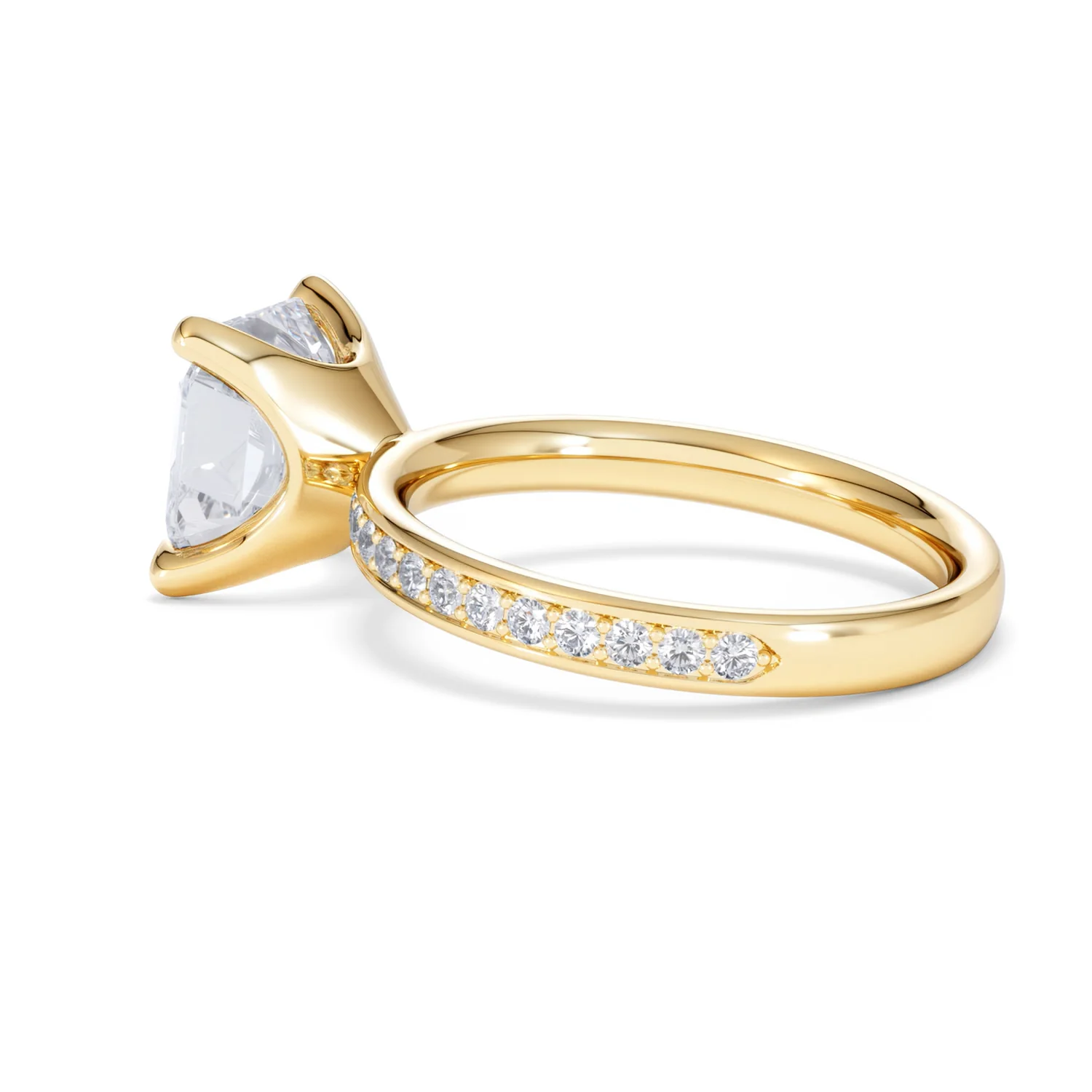 Origin 3.30ct Asscher Cut Lab Diamond Solitaire Engagement Ring with Side Stones in 18K Yellow Gold - Image 61