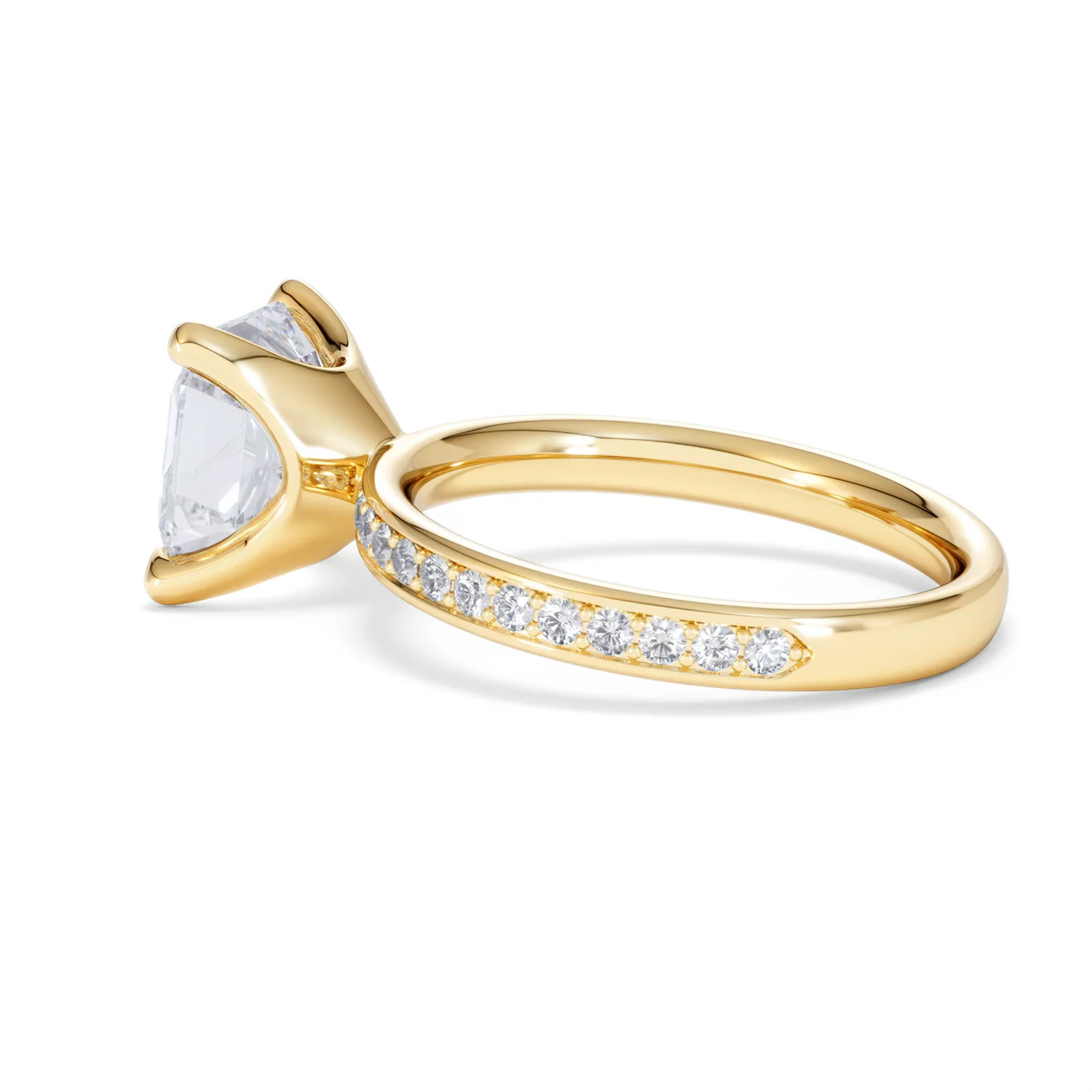 Origin 3.30ct Asscher Cut Lab Diamond Solitaire Engagement Ring with Side Stones in 18K Yellow Gold - Image 62