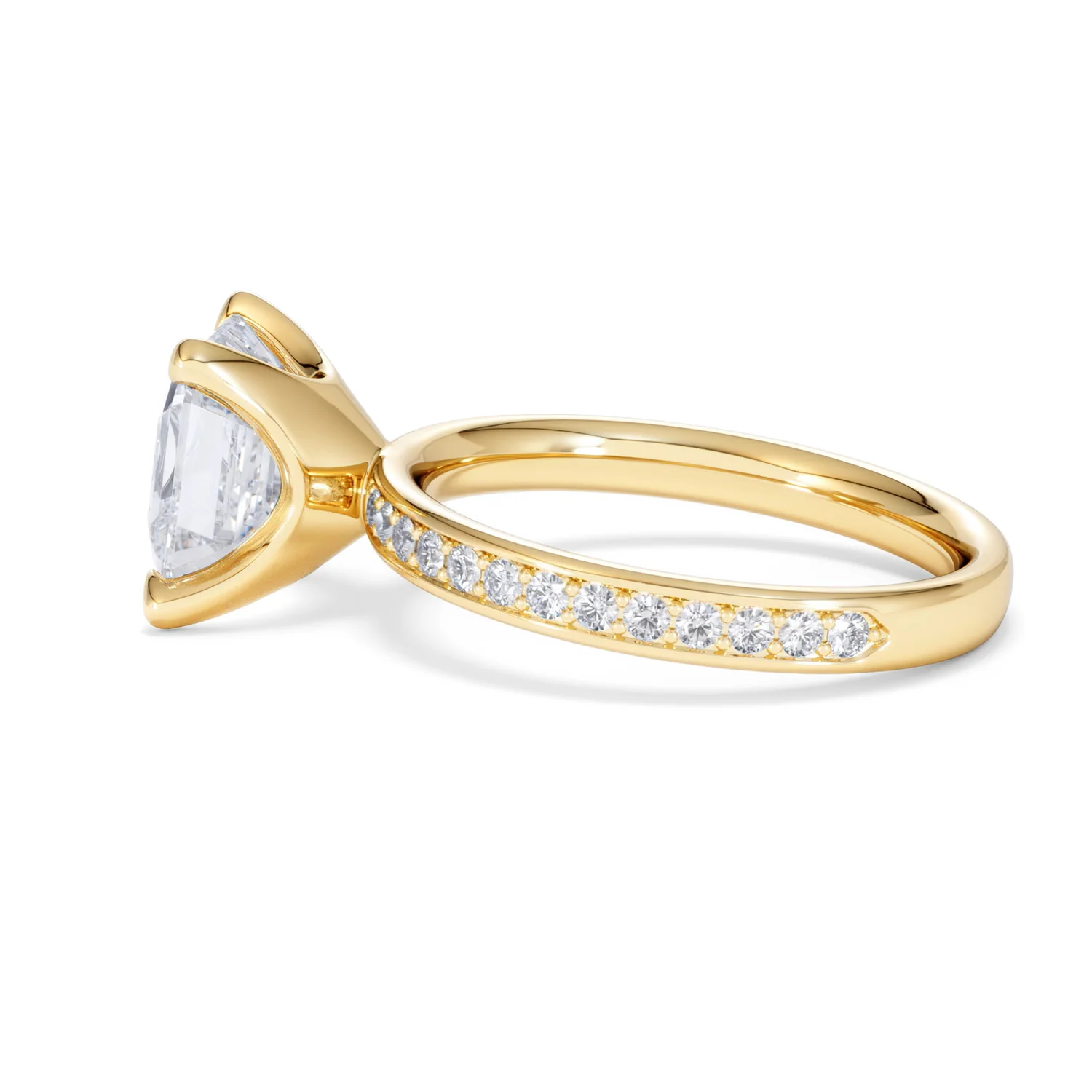 Origin 3.30ct Asscher Cut Lab Diamond Solitaire Engagement Ring with Side Stones in 18K Yellow Gold - Image 65