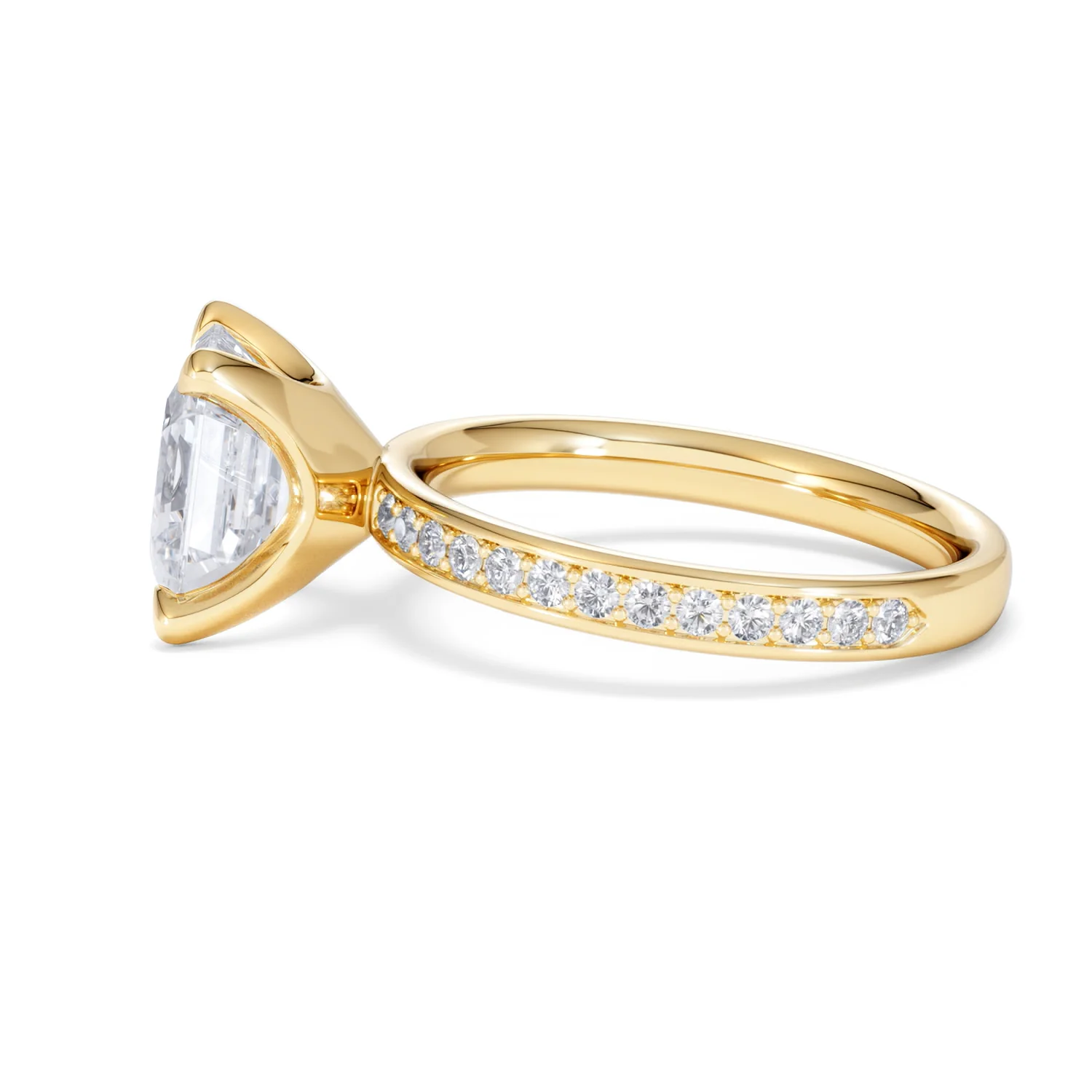 Origin 3.30ct Asscher Cut Lab Diamond Solitaire Engagement Ring with Side Stones in 18K Yellow Gold - Image 67