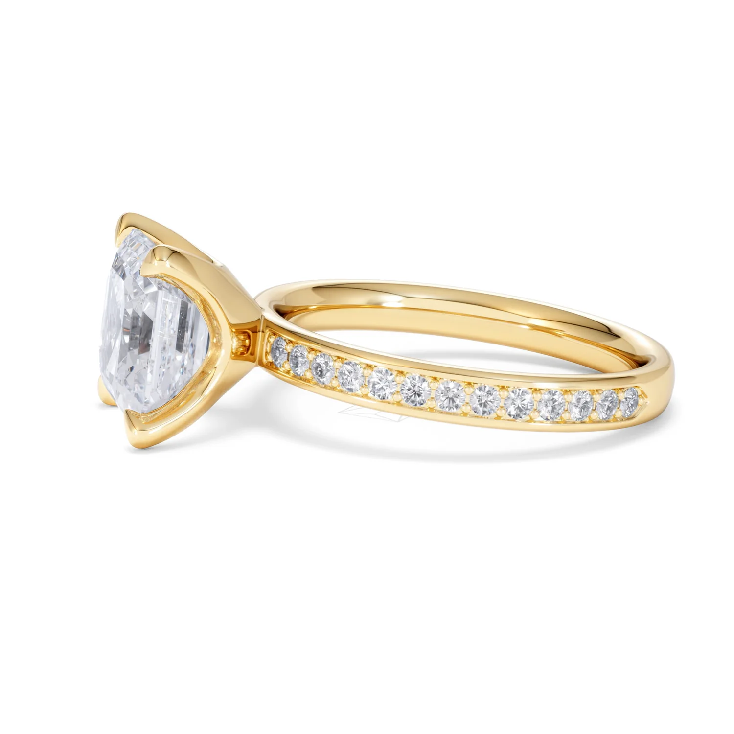 Origin 3.30ct Asscher Cut Lab Diamond Solitaire Engagement Ring with Side Stones in 18K Yellow Gold - Image 70