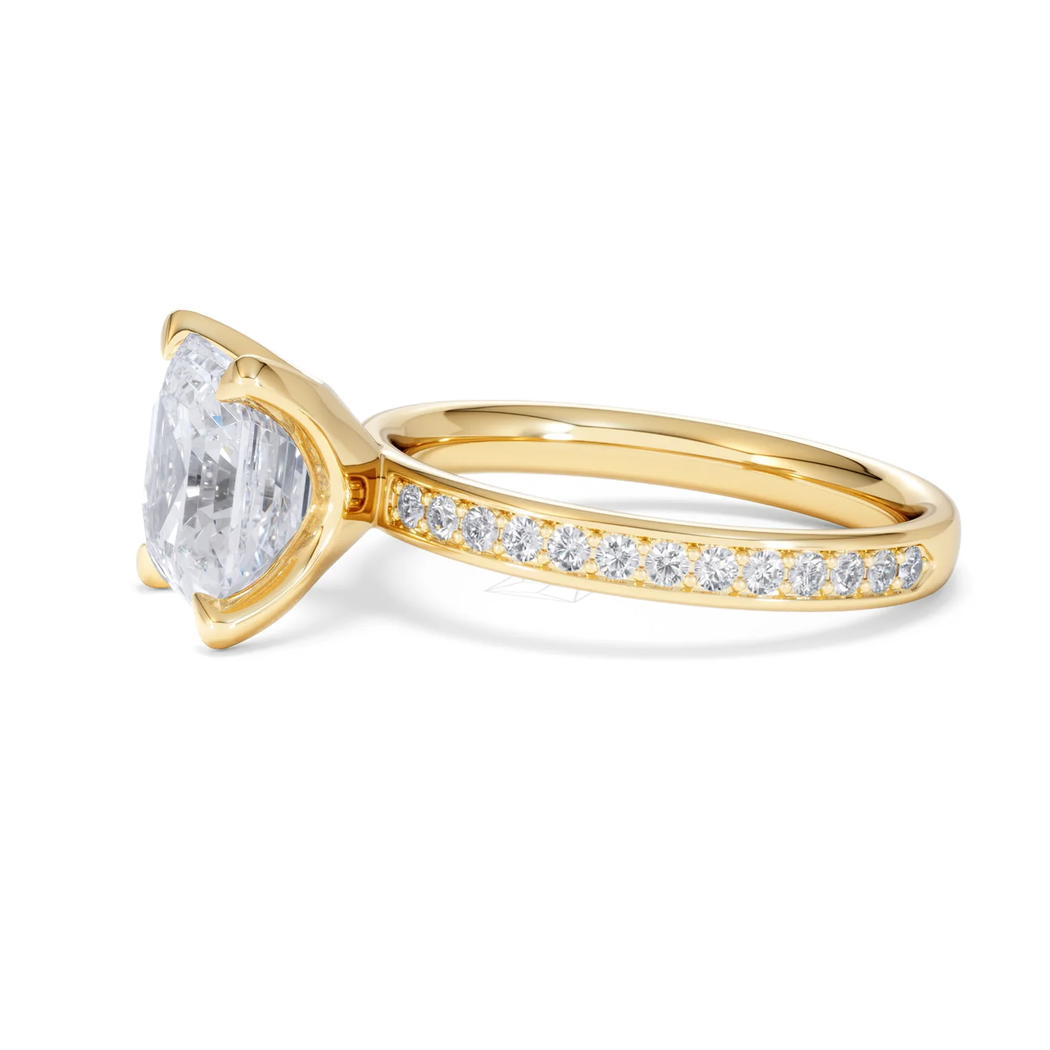Origin 3.30ct Asscher Cut Lab Diamond Solitaire Engagement Ring with Side Stones in 18K Yellow Gold - Image 71