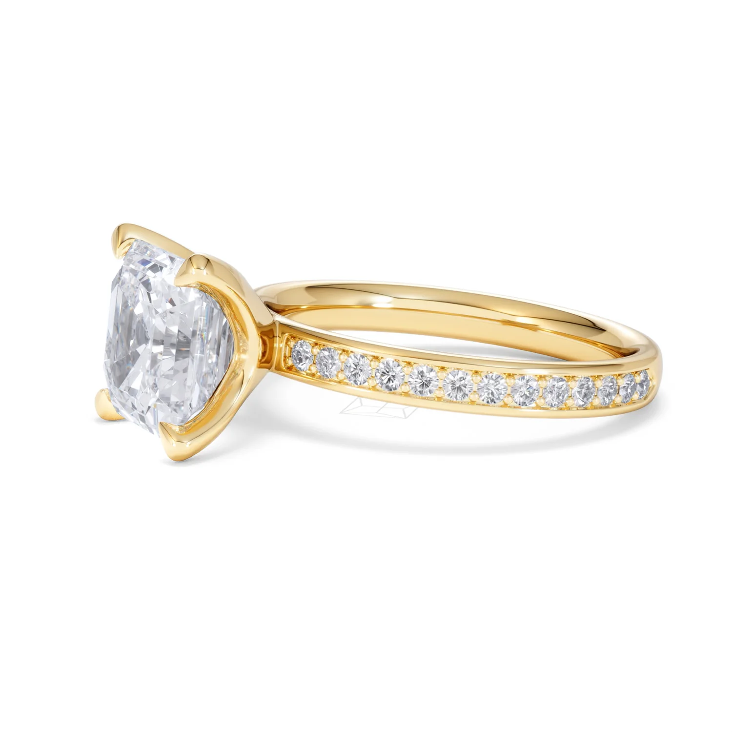 Origin 3.30ct Asscher Cut Lab Diamond Solitaire Engagement Ring with Side Stones in 18K Yellow Gold - Image 73