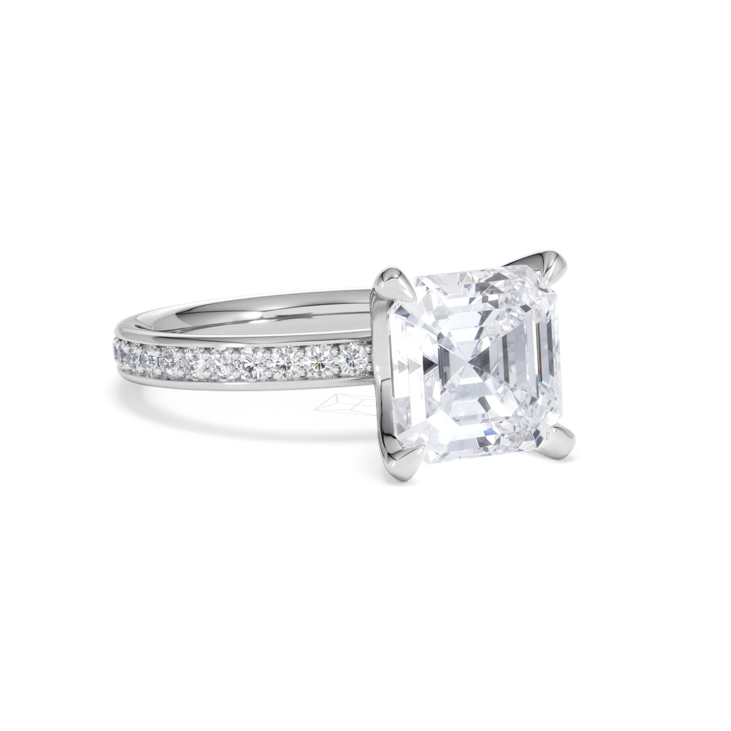 Origin 3.30ct Asscher Cut Lab Diamond Solitaire Engagement Ring with Side Stones in Platinum - Image 13