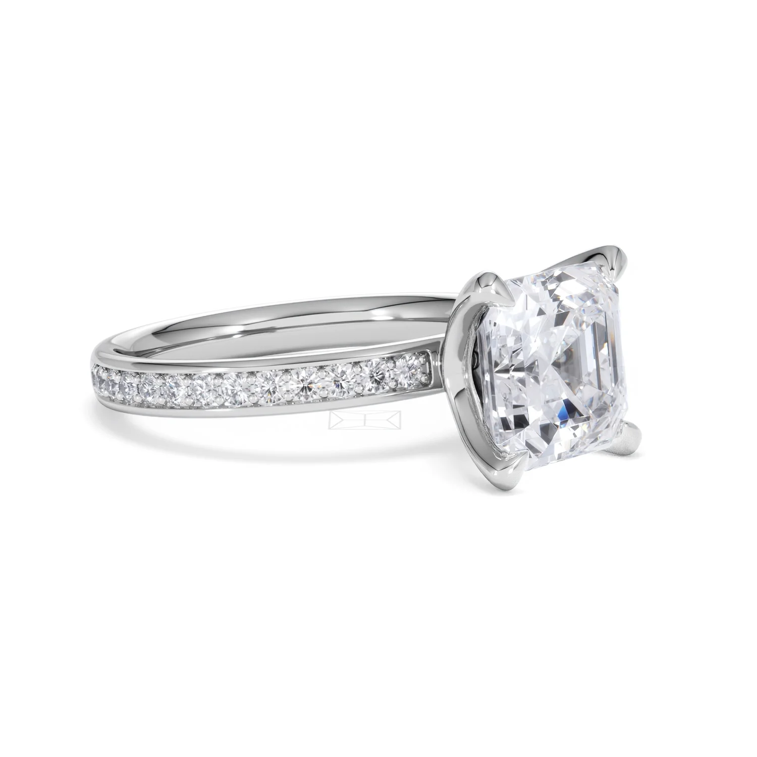 Origin 3.30ct Asscher Cut Lab Diamond Solitaire Engagement Ring with Side Stones in Platinum - Image 17