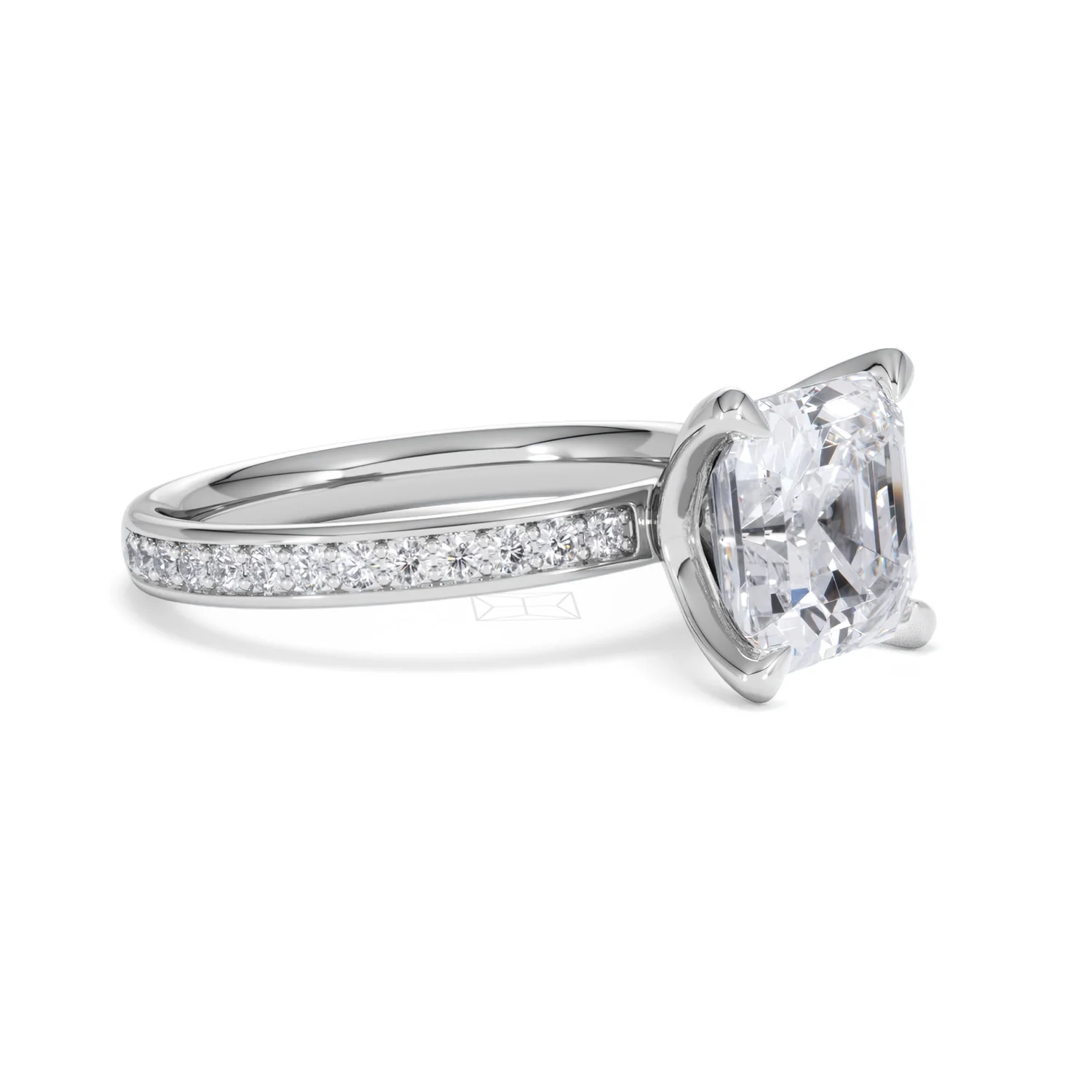 Origin 3.30ct Asscher Cut Lab Diamond Solitaire Engagement Ring with Side Stones in Platinum - Image 18