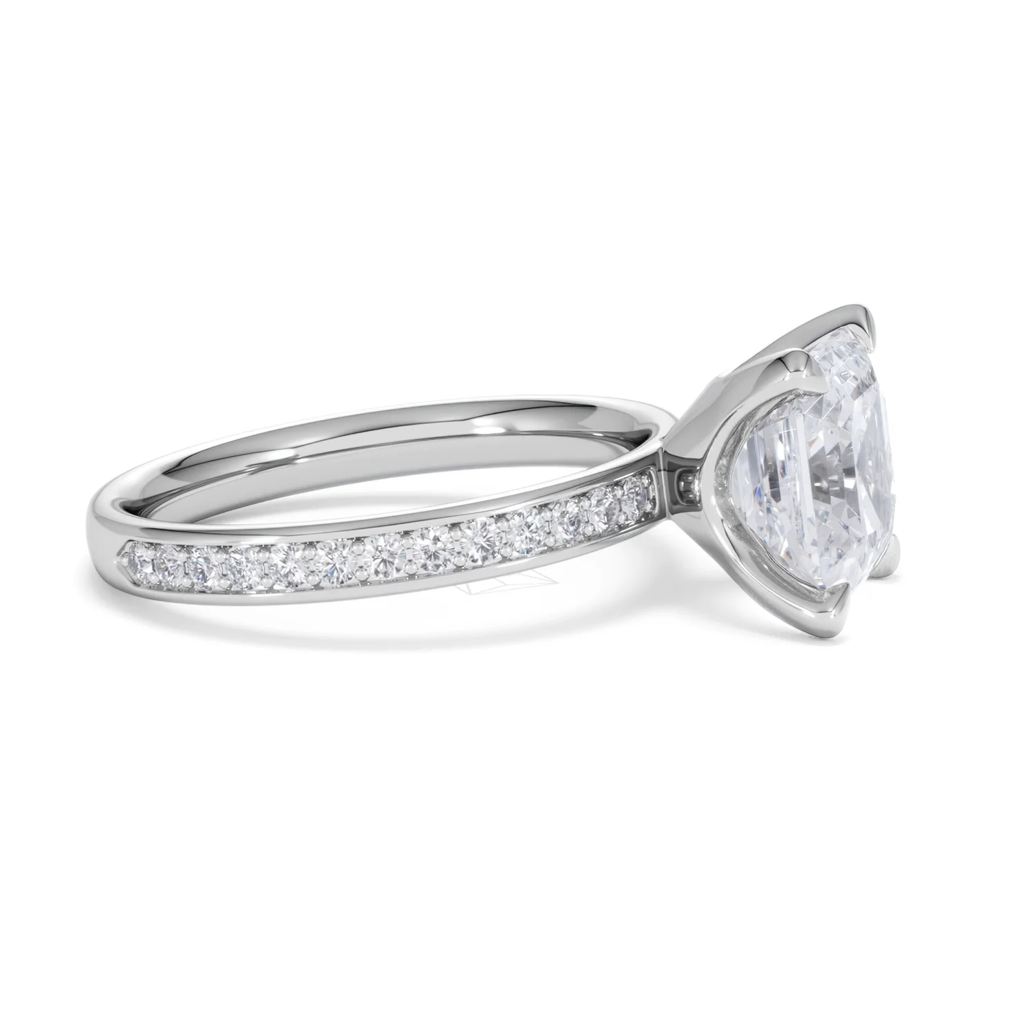 Origin 3.30ct Asscher Cut Lab Diamond Solitaire Engagement Ring with Side Stones in Platinum - Image 23