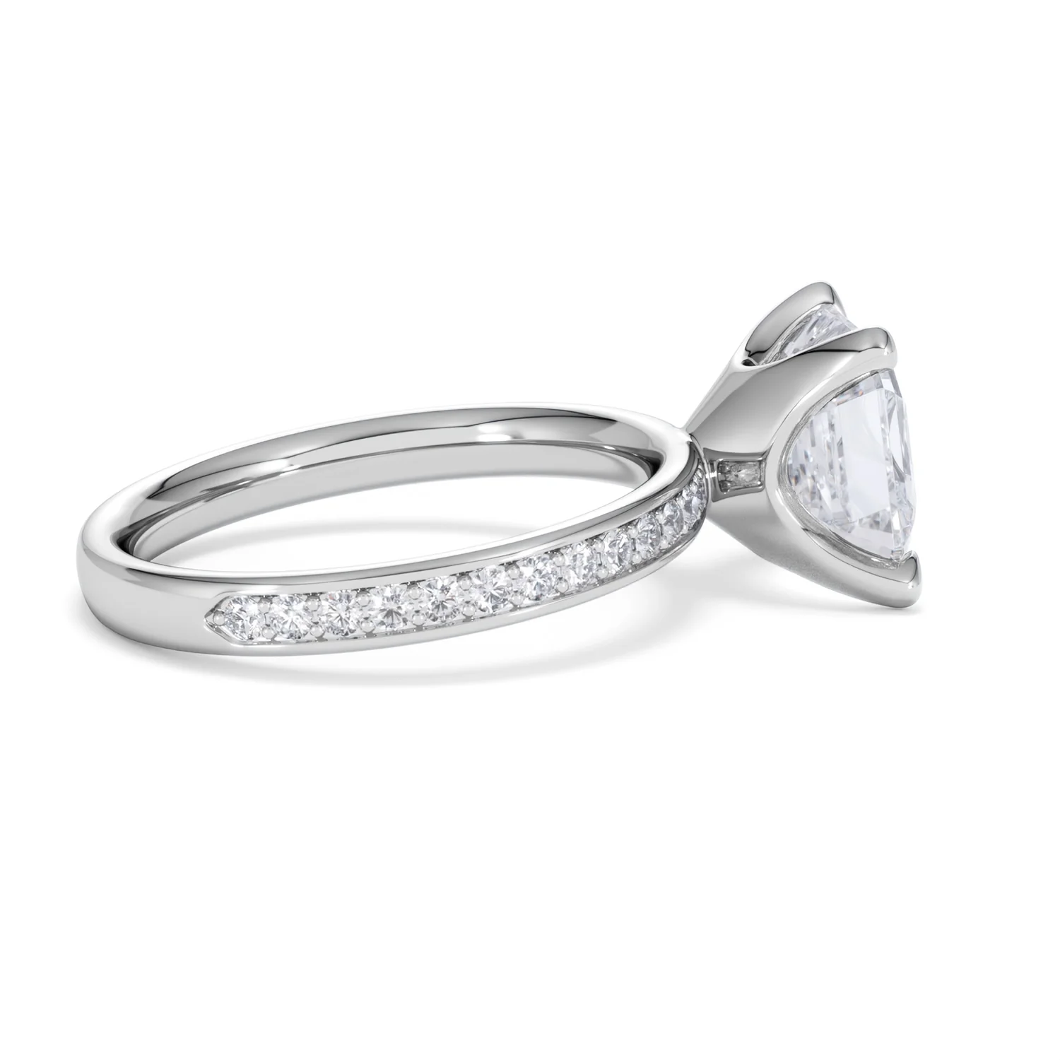 Origin 3.30ct Asscher Cut Lab Diamond Solitaire Engagement Ring with Side Stones in Platinum - Image 29