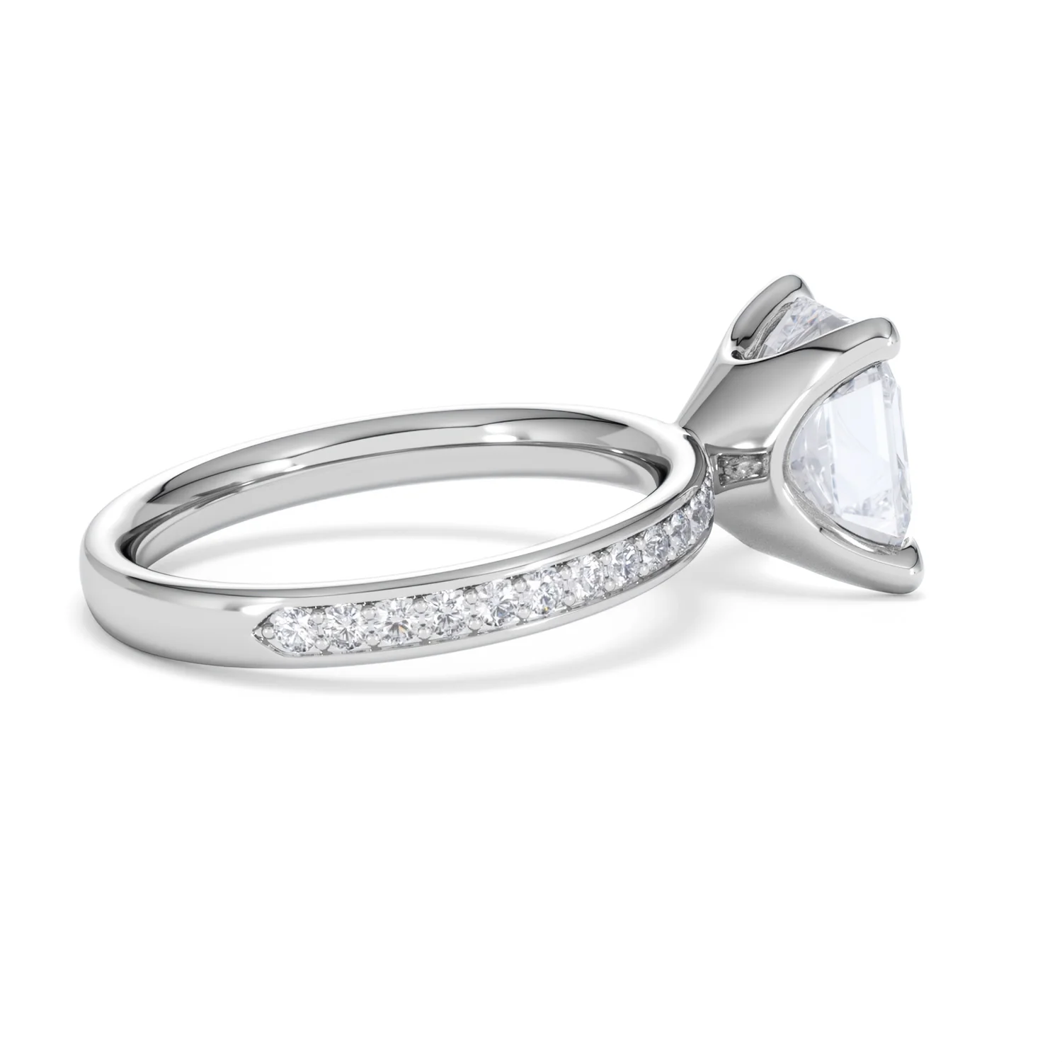 Origin 3.30ct Asscher Cut Lab Diamond Solitaire Engagement Ring with Side Stones in Platinum - Image 31