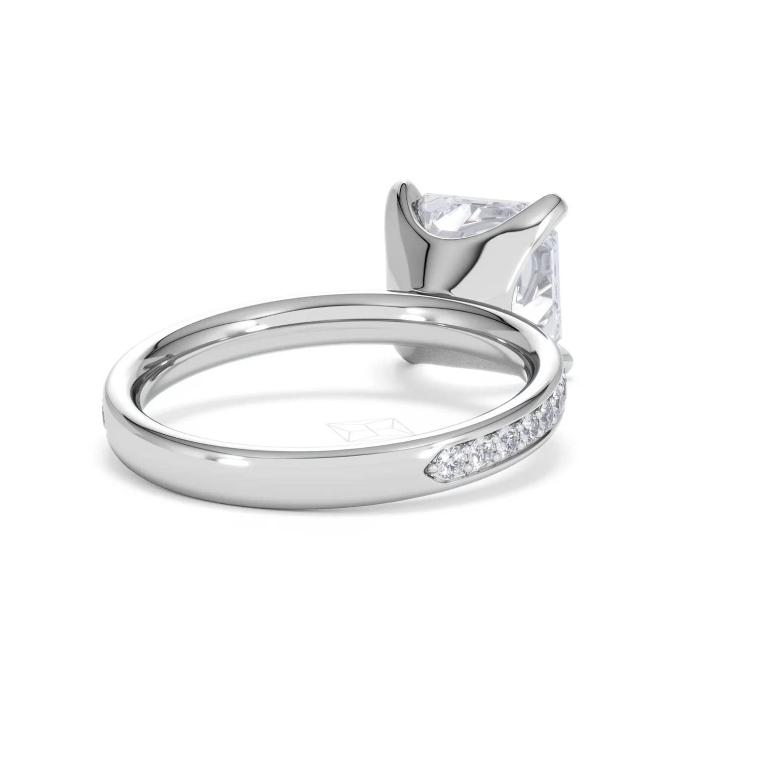 Origin 3.30ct Asscher Cut Lab Diamond Solitaire Engagement Ring with Side Stones in Platinum - Image 41