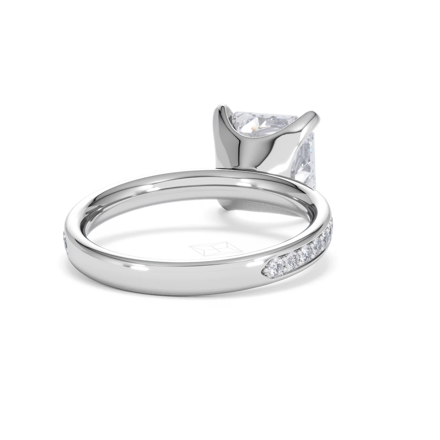 Origin 3.30ct Asscher Cut Lab Diamond Solitaire Engagement Ring with Side Stones in Platinum - Image 42