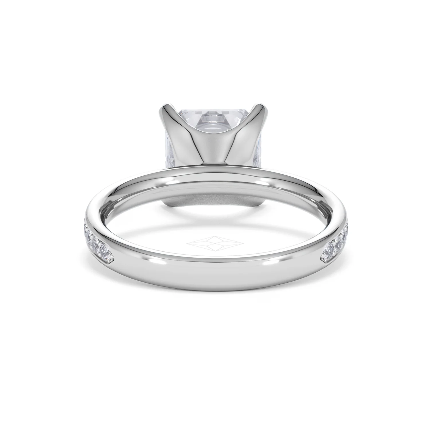 Origin 3.30ct Asscher Cut Lab Diamond Solitaire Engagement Ring with Side Stones in Platinum - Image 47