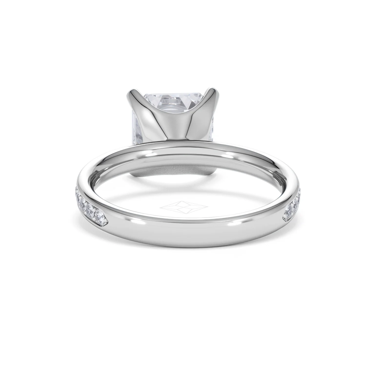 Origin 3.30ct Asscher Cut Lab Diamond Solitaire Engagement Ring with Side Stones in Platinum - Image 48