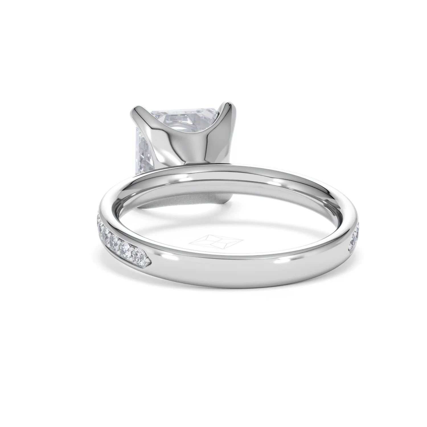 Origin 3.30ct Asscher Cut Lab Diamond Solitaire Engagement Ring with Side Stones in Platinum - Image 50