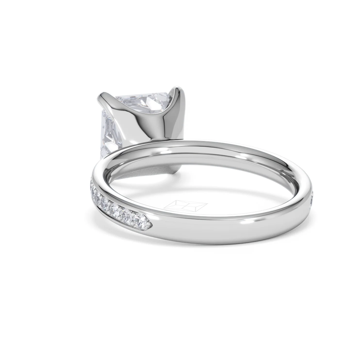 Origin 3.30ct Asscher Cut Lab Diamond Solitaire Engagement Ring with Side Stones in Platinum - Image 52