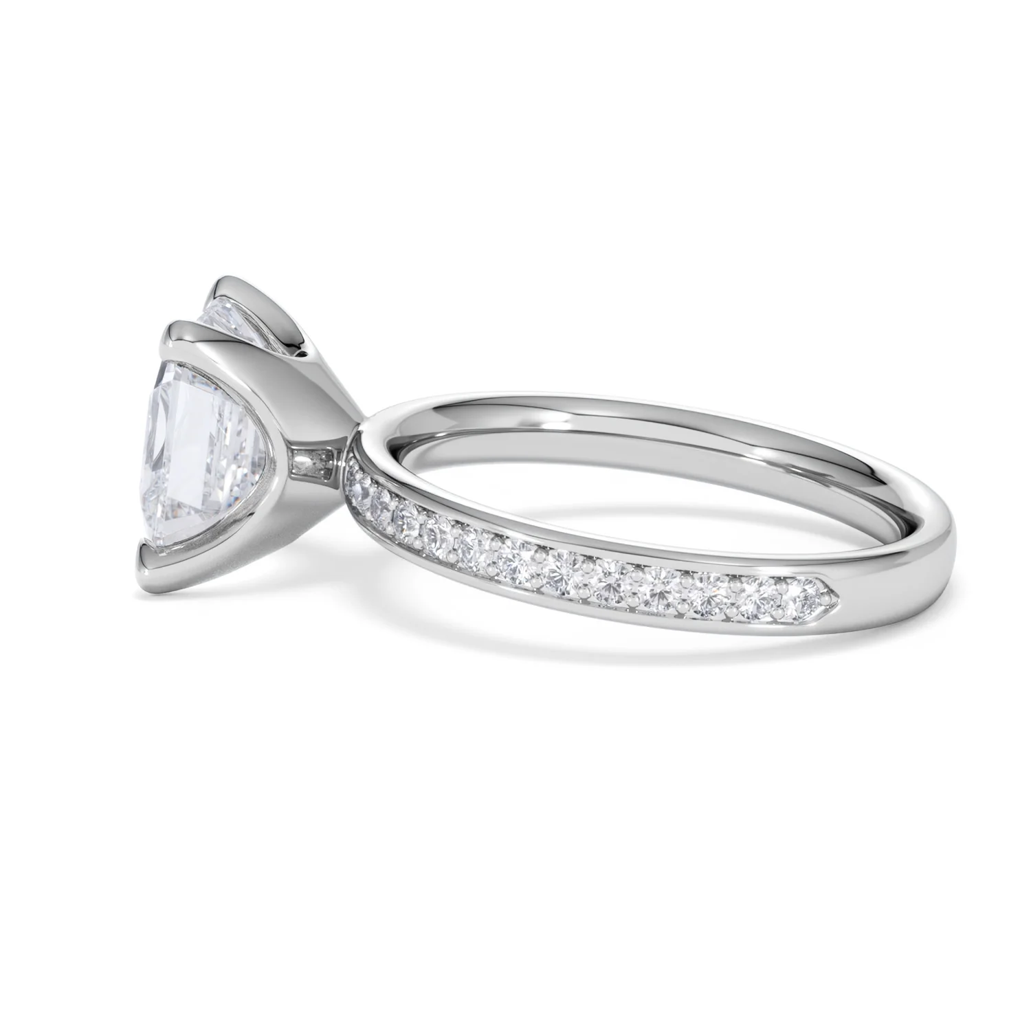 Origin 3.30ct Asscher Cut Lab Diamond Solitaire Engagement Ring with Side Stones in Platinum - Image 65
