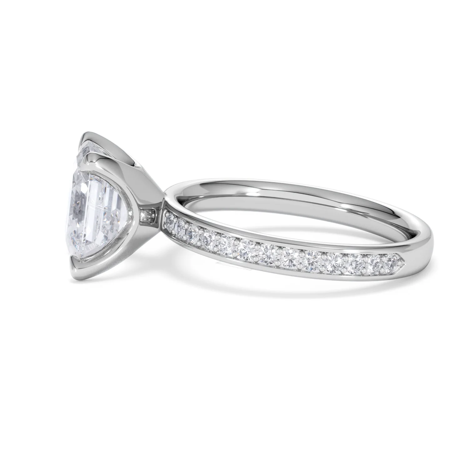 Origin 3.30ct Asscher Cut Lab Diamond Solitaire Engagement Ring with Side Stones in Platinum - Image 68