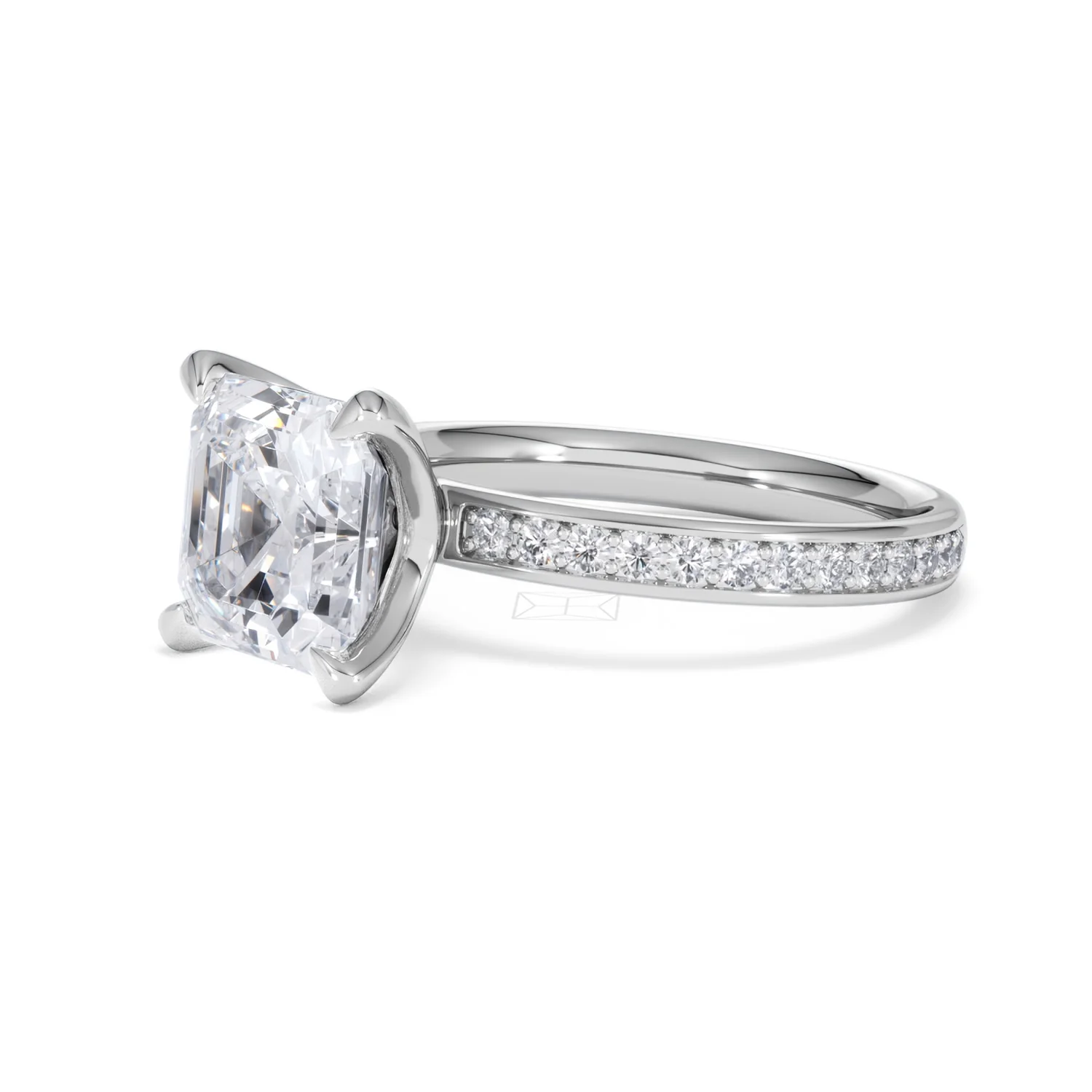 Origin 3.30ct Asscher Cut Lab Diamond Solitaire Engagement Ring with Side Stones in Platinum - Image 76