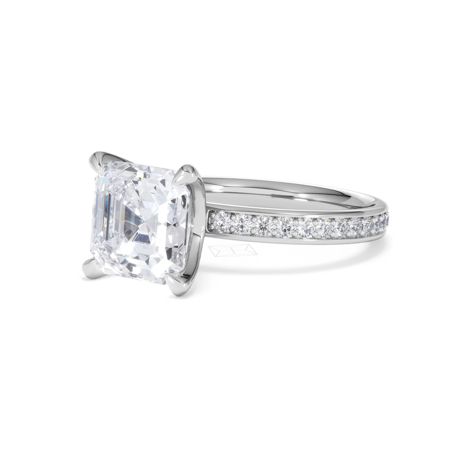 Origin 3.30ct Asscher Cut Lab Diamond Solitaire Engagement Ring with Side Stones in Platinum - Image 79