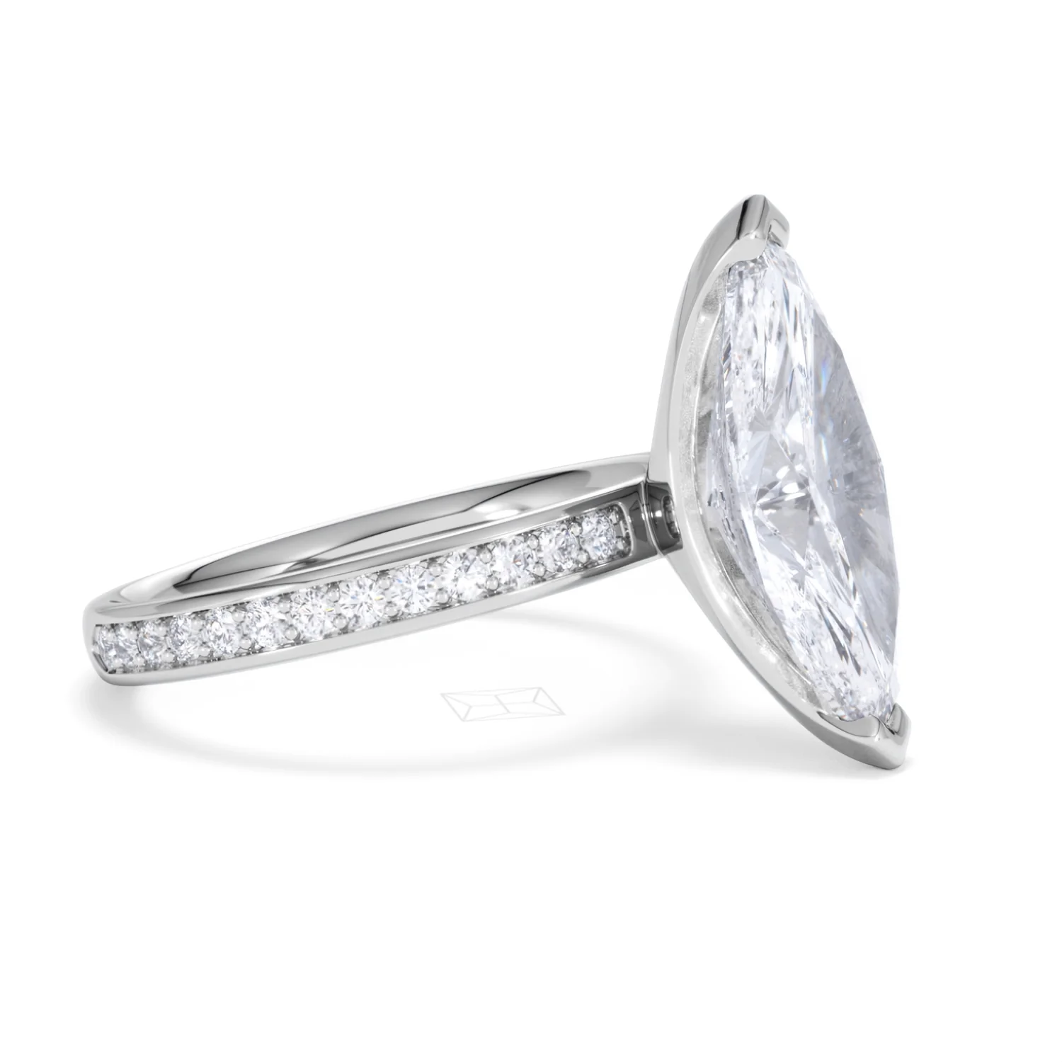 Origin 3.30ct Marquise Cut Lab Diamond Solitaire Engagement Ring with Side Stones in 18K White Gold - Image 20
