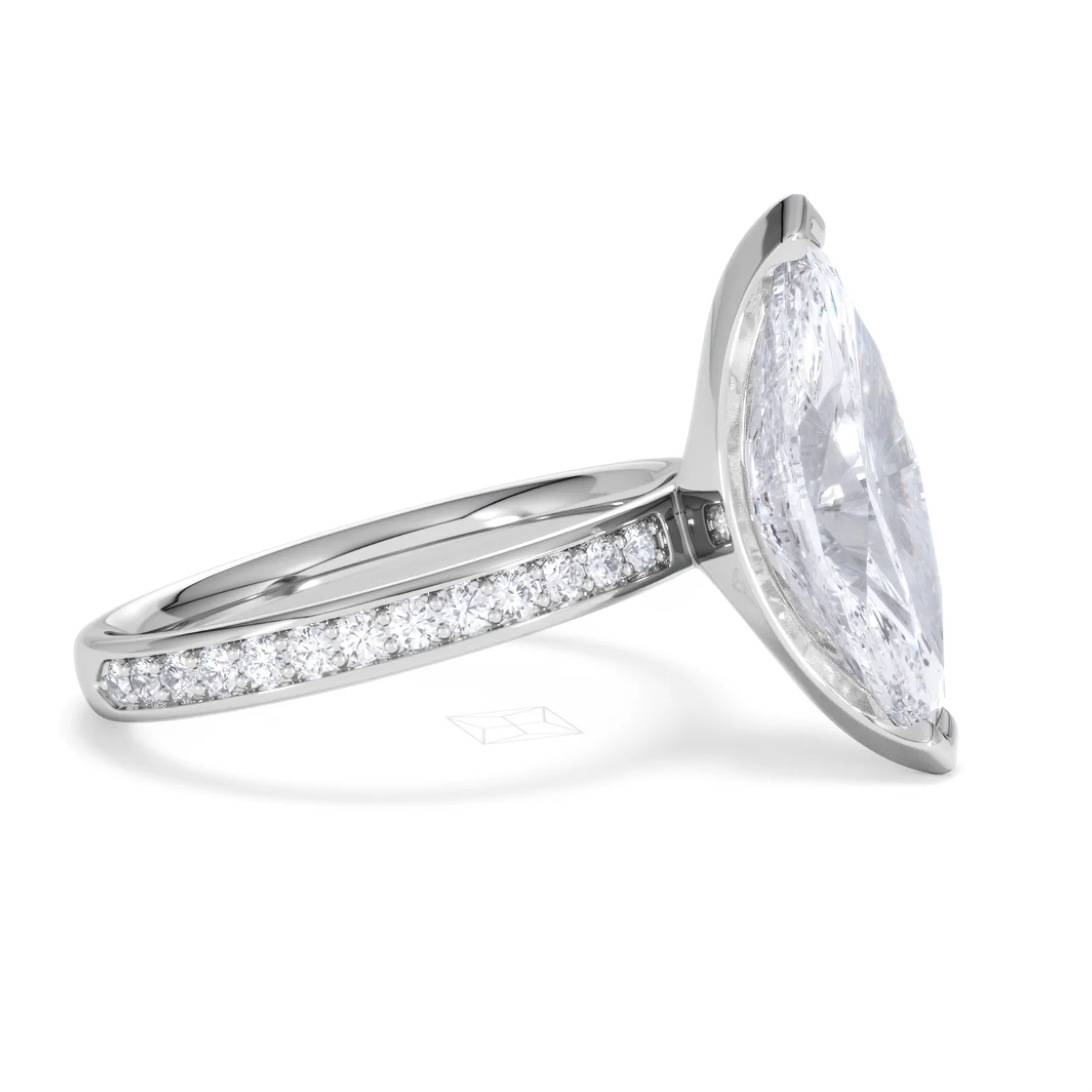 Origin 3.30ct Marquise Cut Lab Diamond Solitaire Engagement Ring with Side Stones in 18K White Gold - Image 22