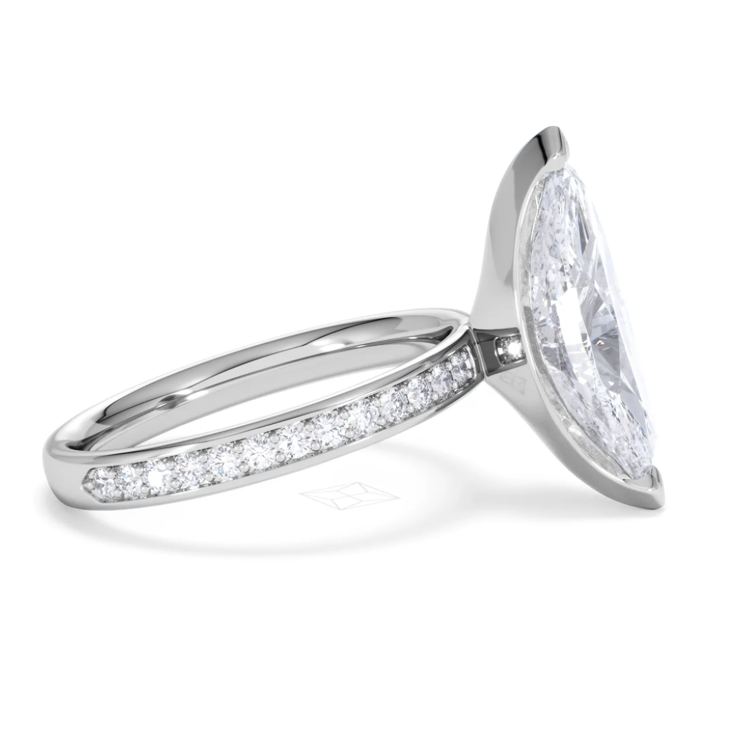 Origin 3.30ct Marquise Cut Lab Diamond Solitaire Engagement Ring with Side Stones in 18K White Gold - Image 25