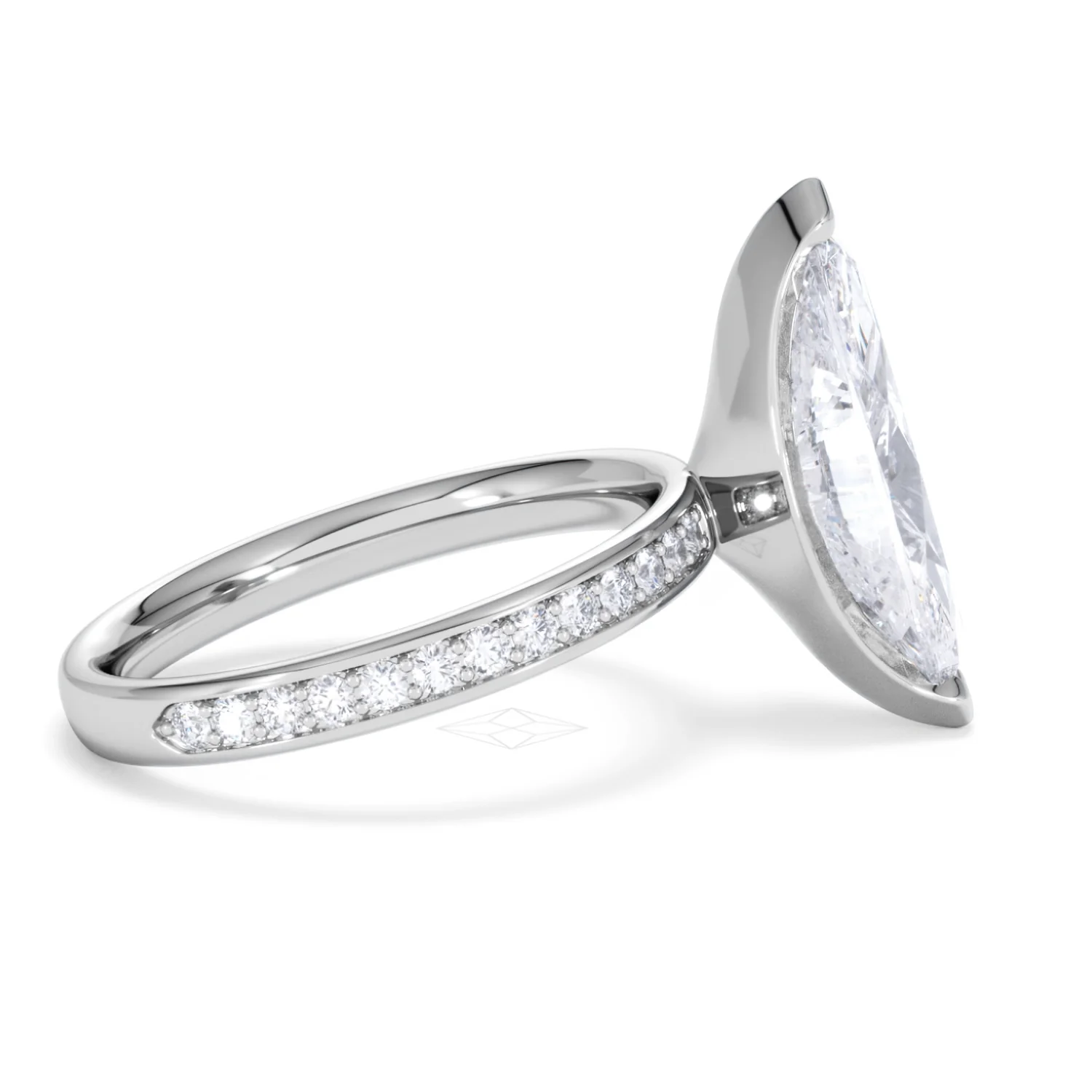 Origin 3.30ct Marquise Cut Lab Diamond Solitaire Engagement Ring with Side Stones in 18K White Gold - Image 27