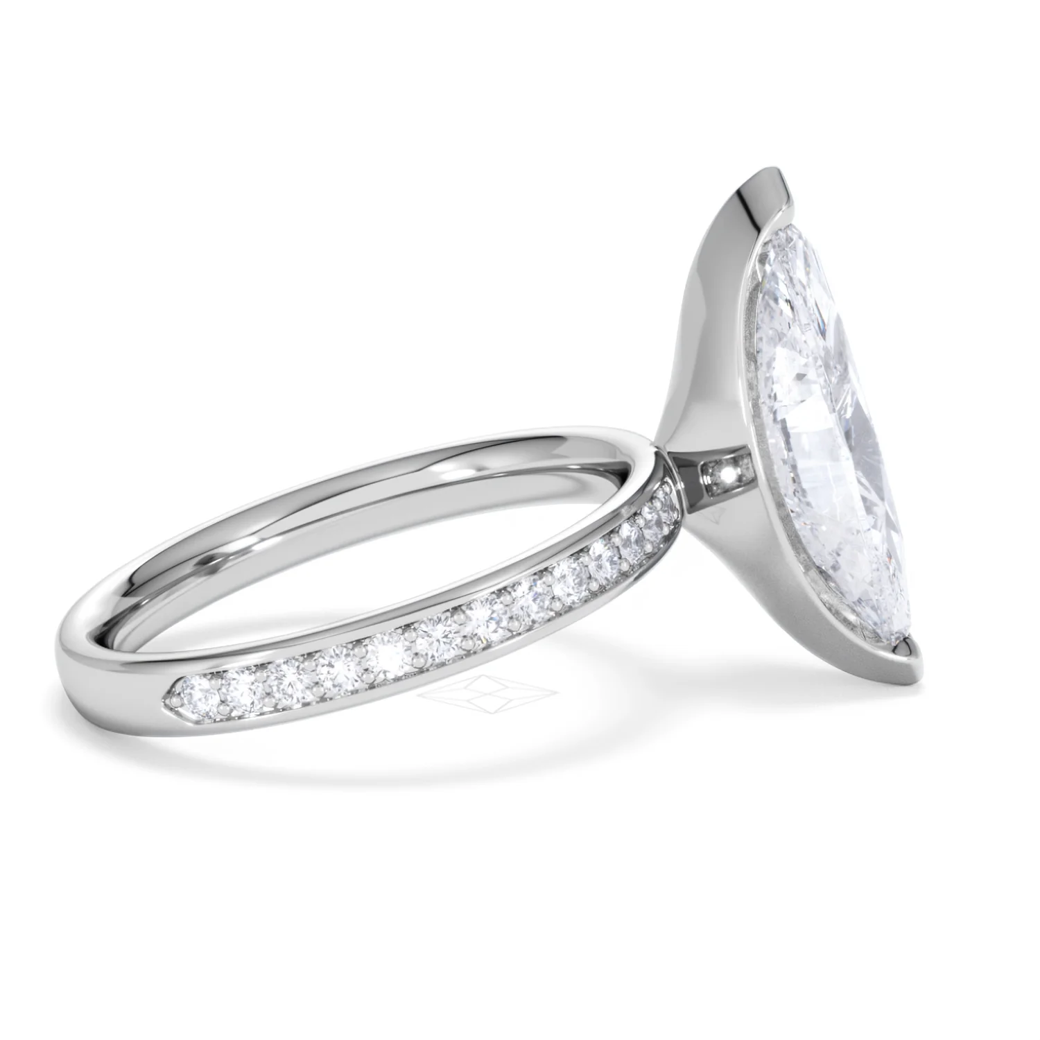 Origin 3.30ct Marquise Cut Lab Diamond Solitaire Engagement Ring with Side Stones in 18K White Gold - Image 28