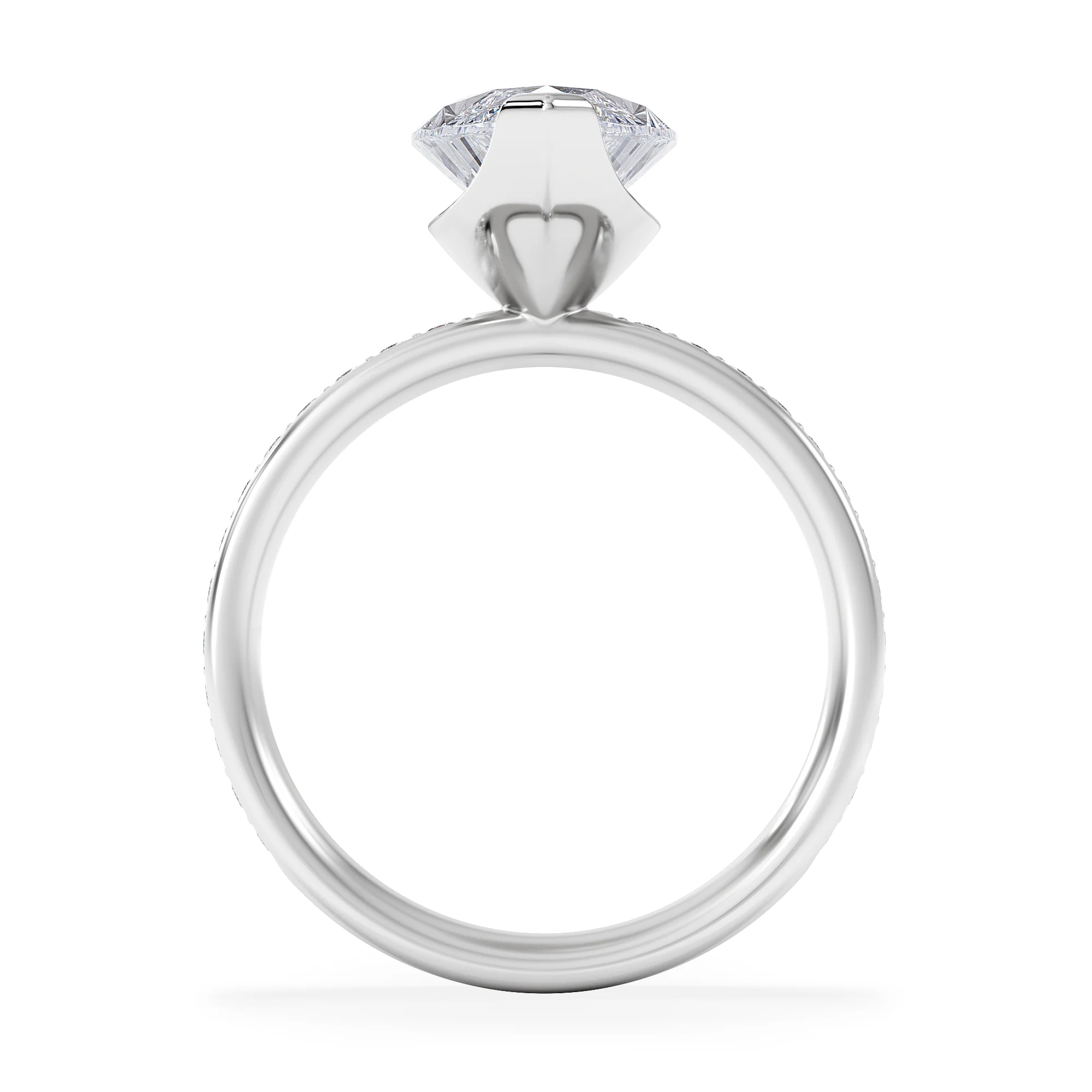 Origin 3.30ct Marquise Cut Lab Diamond Solitaire Engagement Ring with Side Stones in 18K White Gold - Image 3