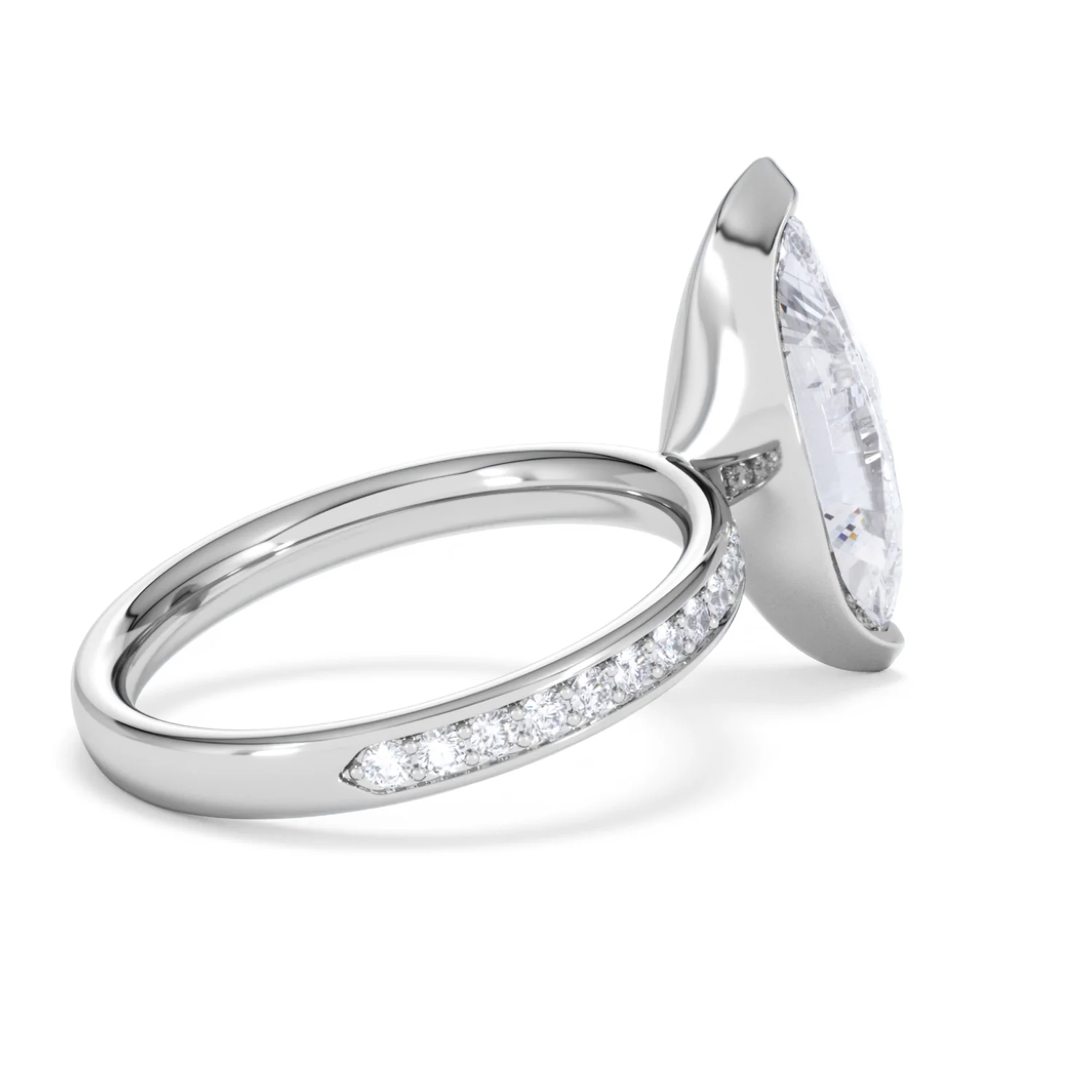 Origin 3.30ct Marquise Cut Lab Diamond Solitaire Engagement Ring with Side Stones in 18K White Gold - Image 34