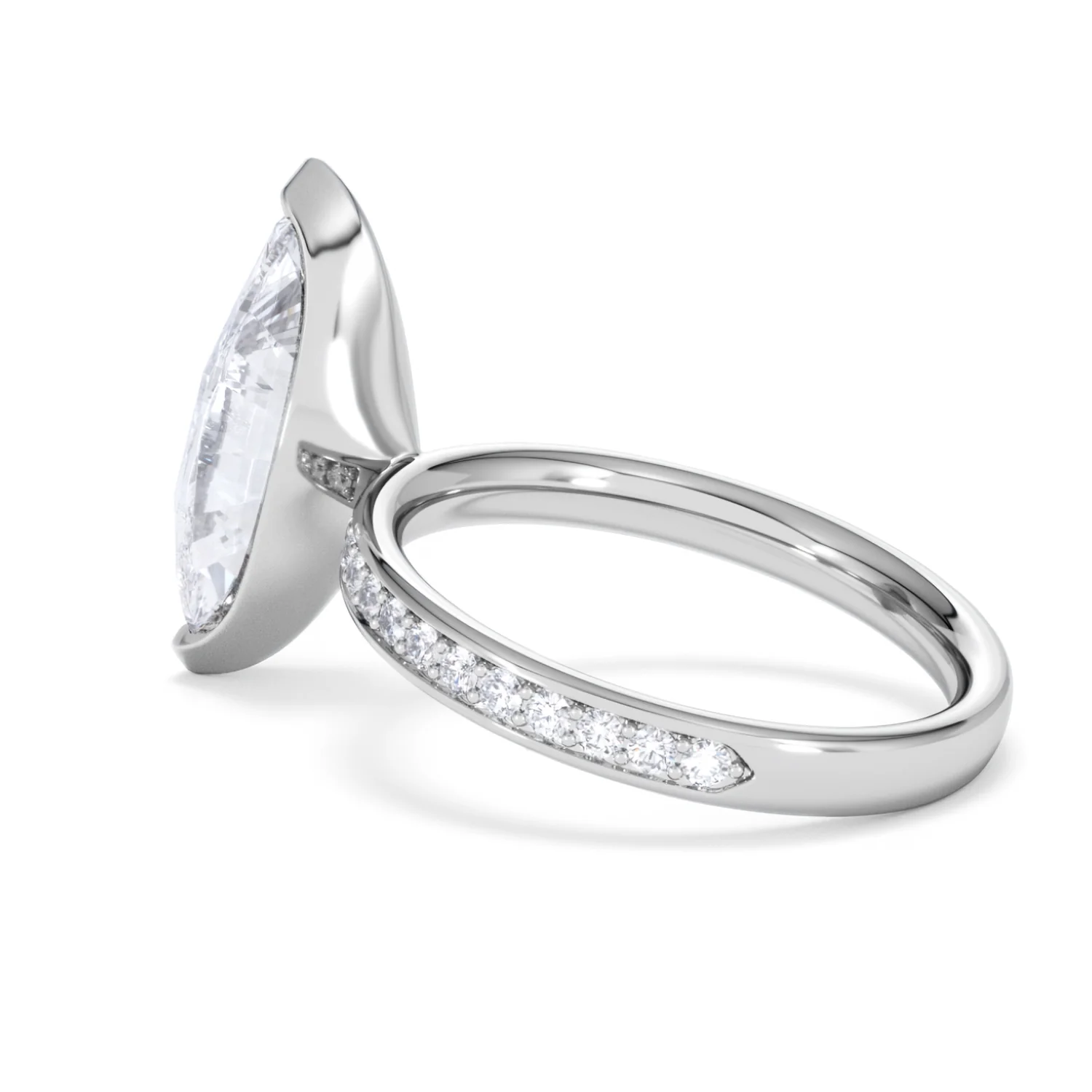 Origin 3.30ct Marquise Cut Lab Diamond Solitaire Engagement Ring with Side Stones in 18K White Gold - Image 60