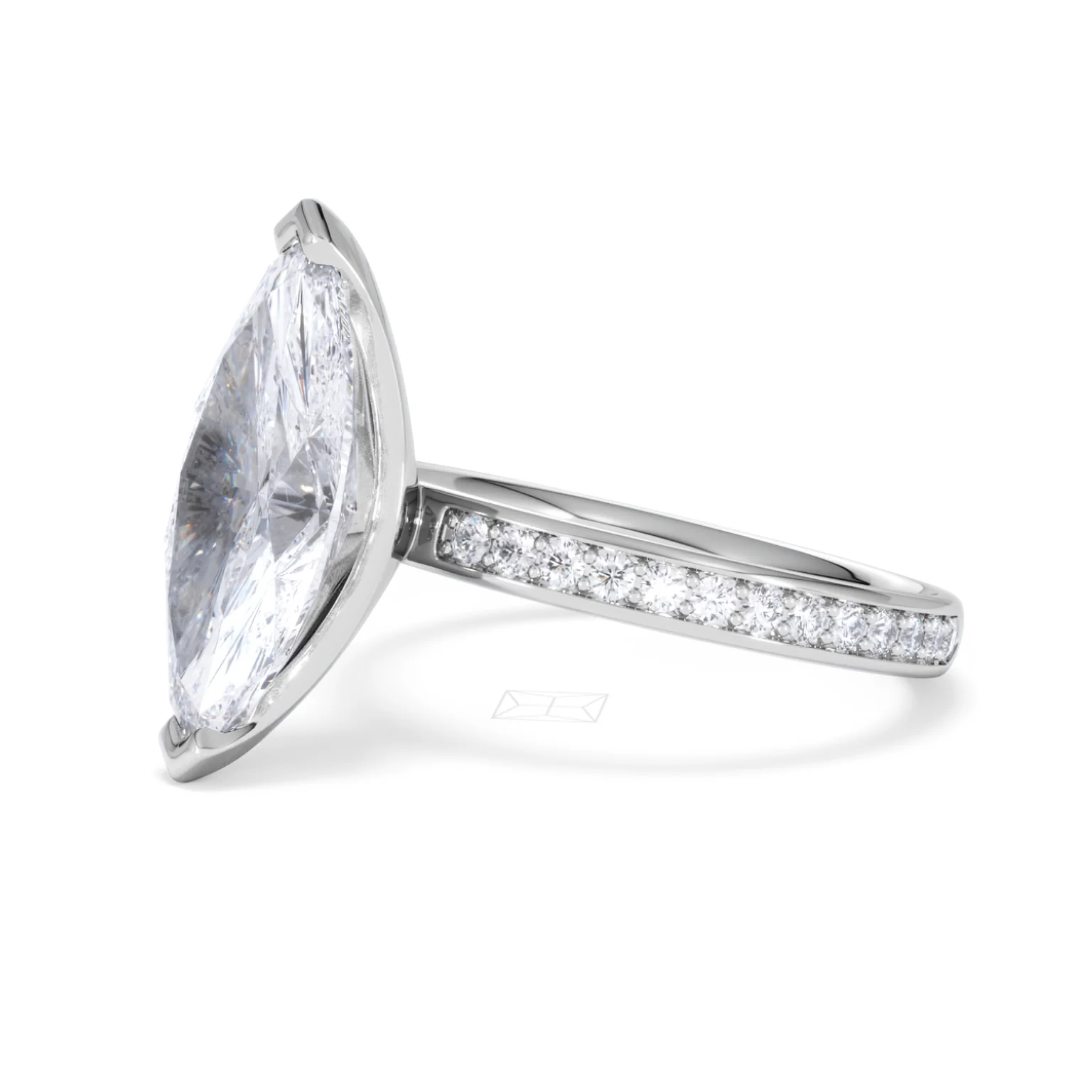 Origin 3.30ct Marquise Cut Lab Diamond Solitaire Engagement Ring with Side Stones in 18K White Gold - Image 75