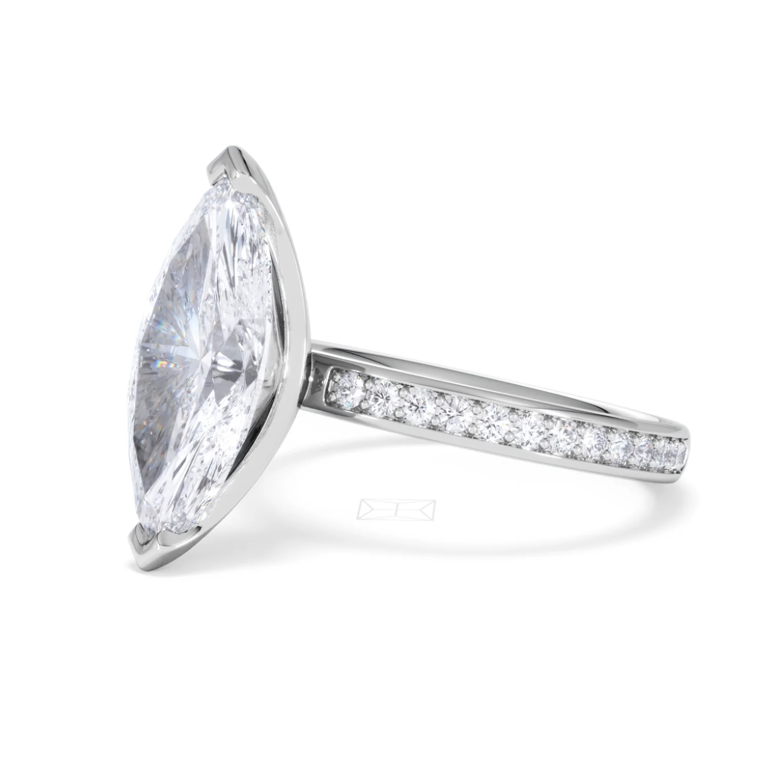 Origin 3.30ct Marquise Cut Lab Diamond Solitaire Engagement Ring with Side Stones in 18K White Gold - Image 76