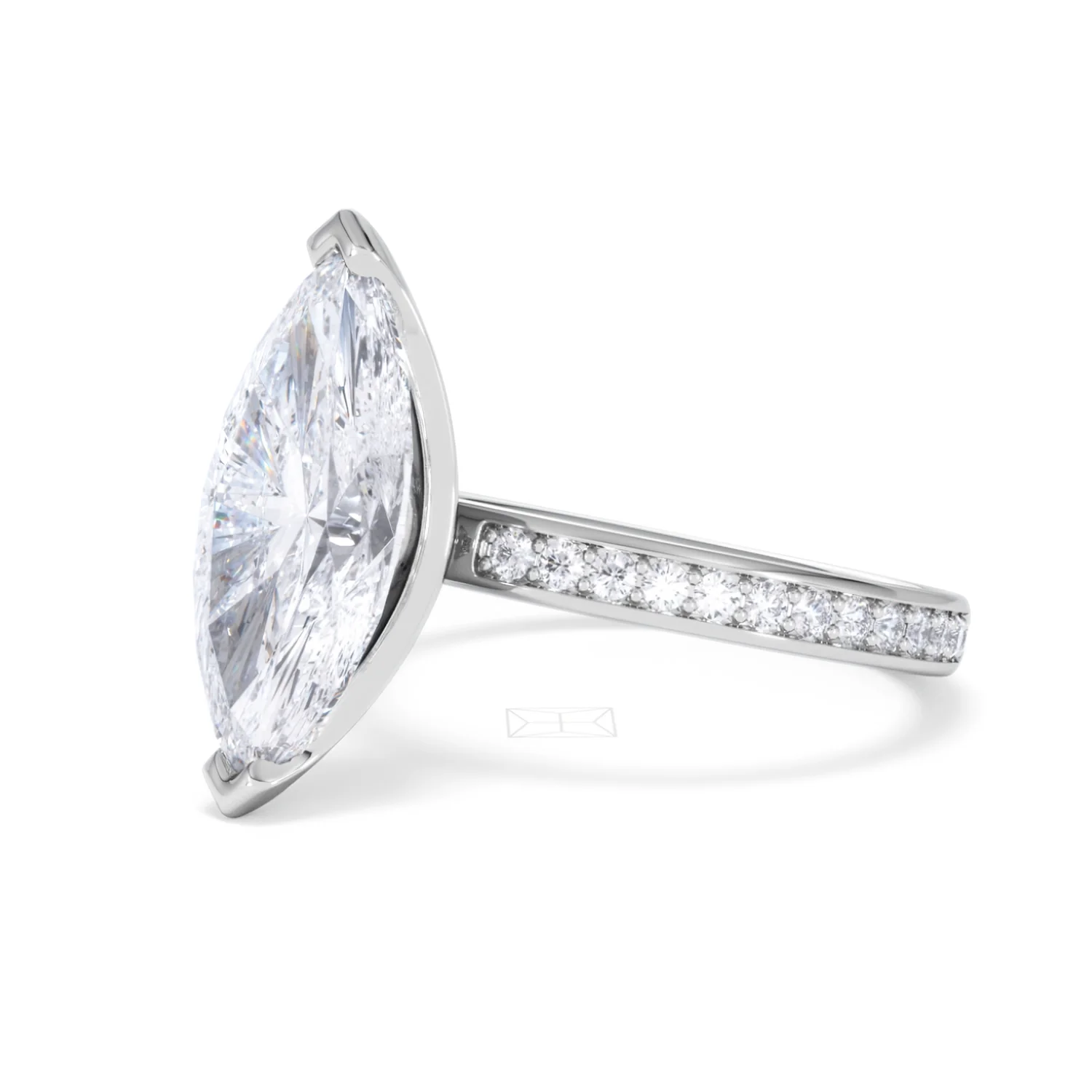 Origin 3.30ct Marquise Cut Lab Diamond Solitaire Engagement Ring with Side Stones in 18K White Gold - Image 77