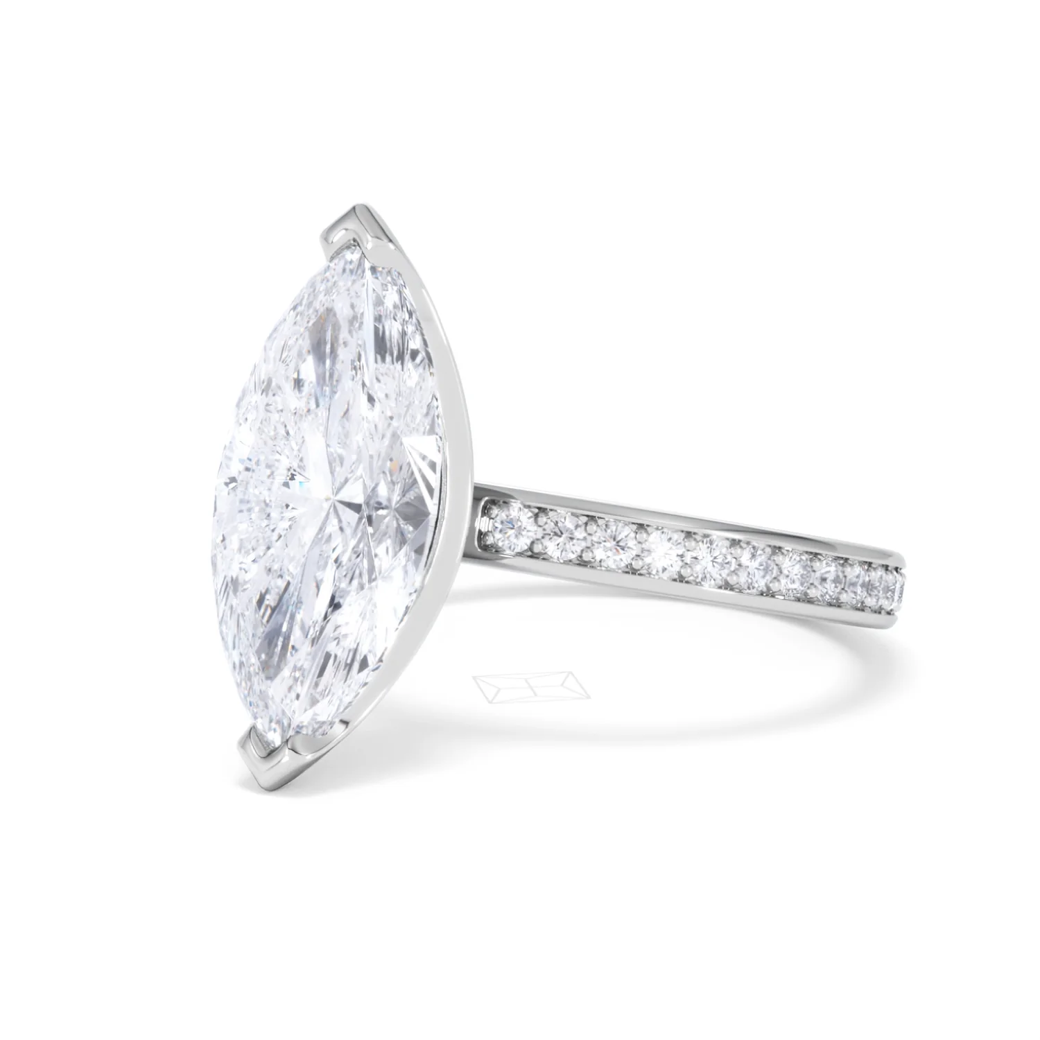 Origin 3.30ct Marquise Cut Lab Diamond Solitaire Engagement Ring with Side Stones in 18K White Gold - Image 79