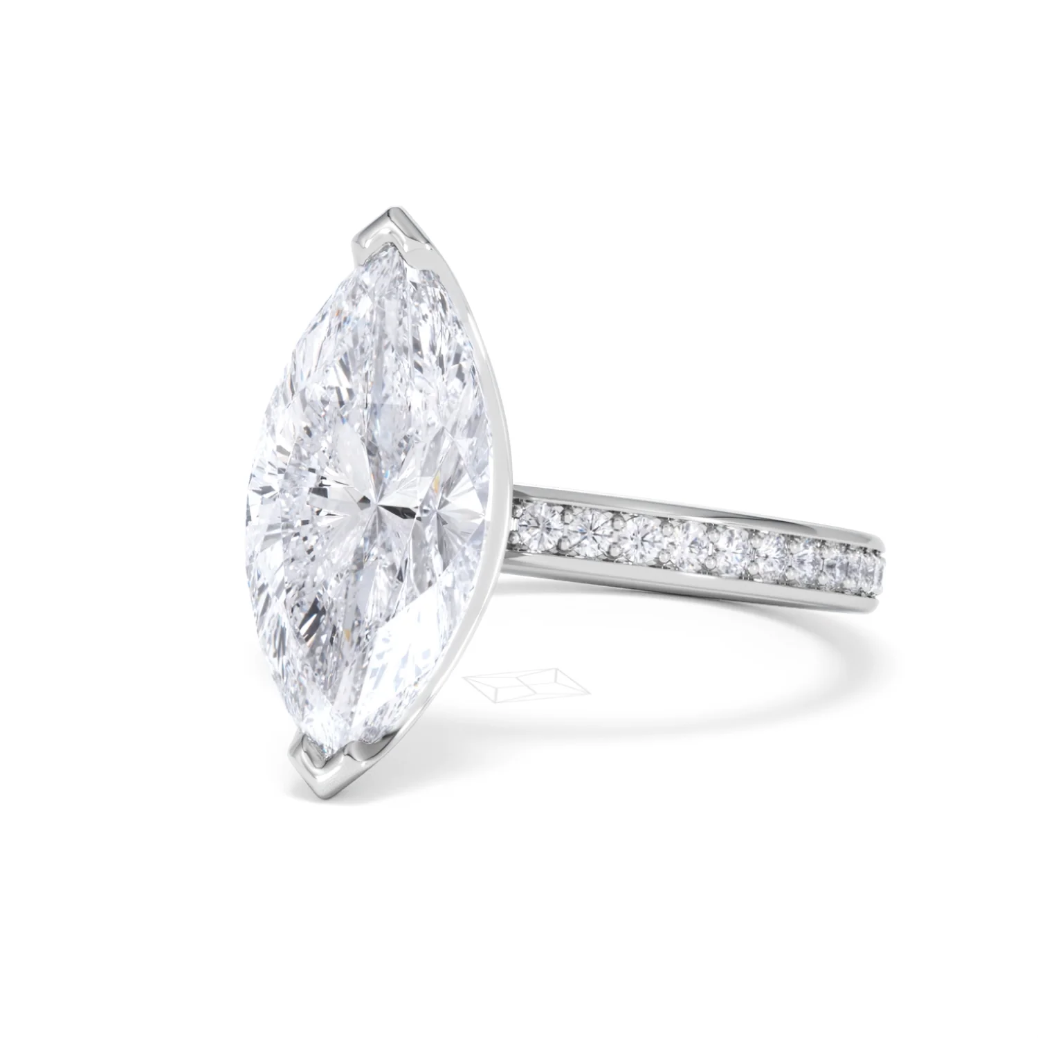 Origin 3.30ct Marquise Cut Lab Diamond Solitaire Engagement Ring with Side Stones in 18K White Gold - Image 81