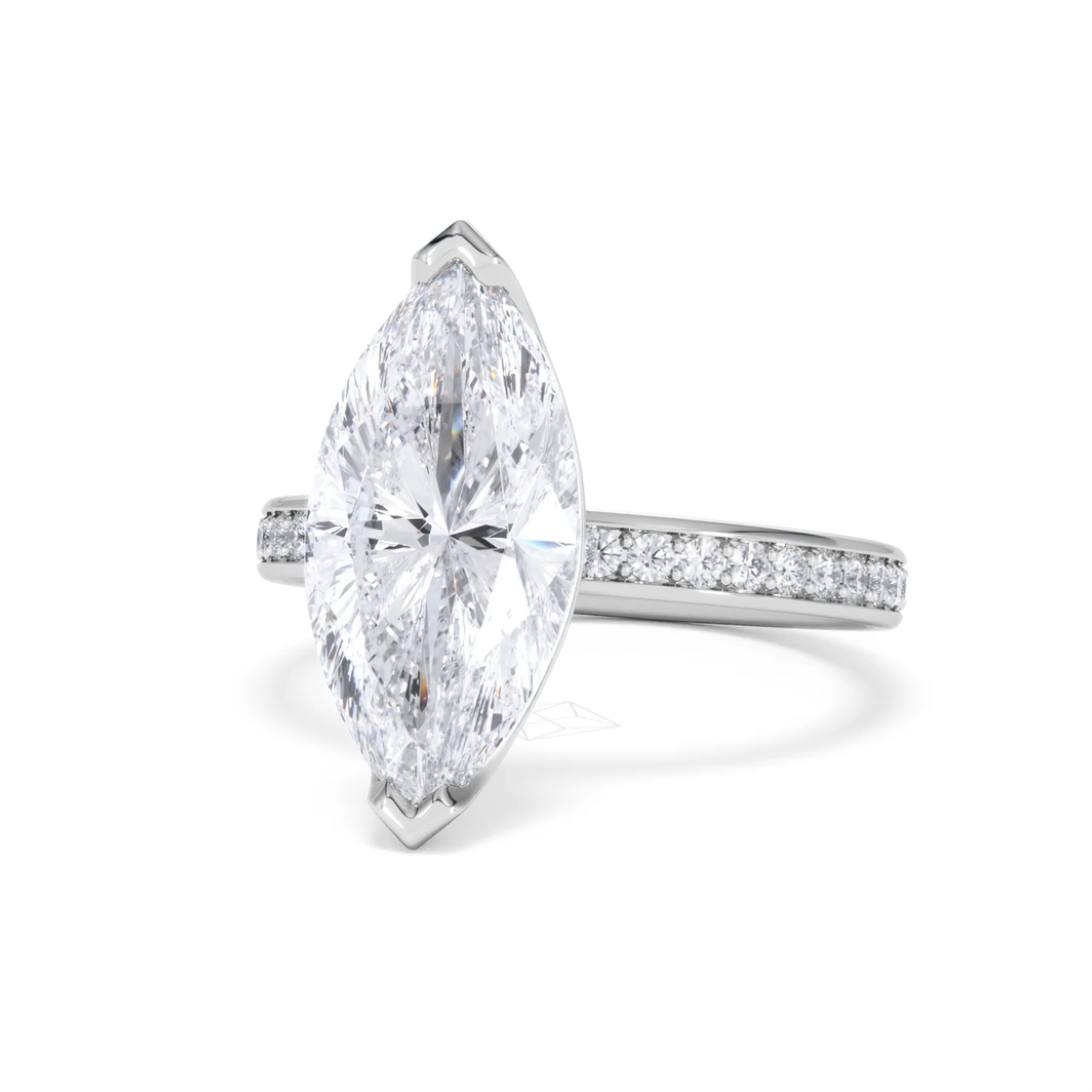 Origin 3.30ct Marquise Cut Lab Diamond Solitaire Engagement Ring with Side Stones in 18K White Gold - Image 83