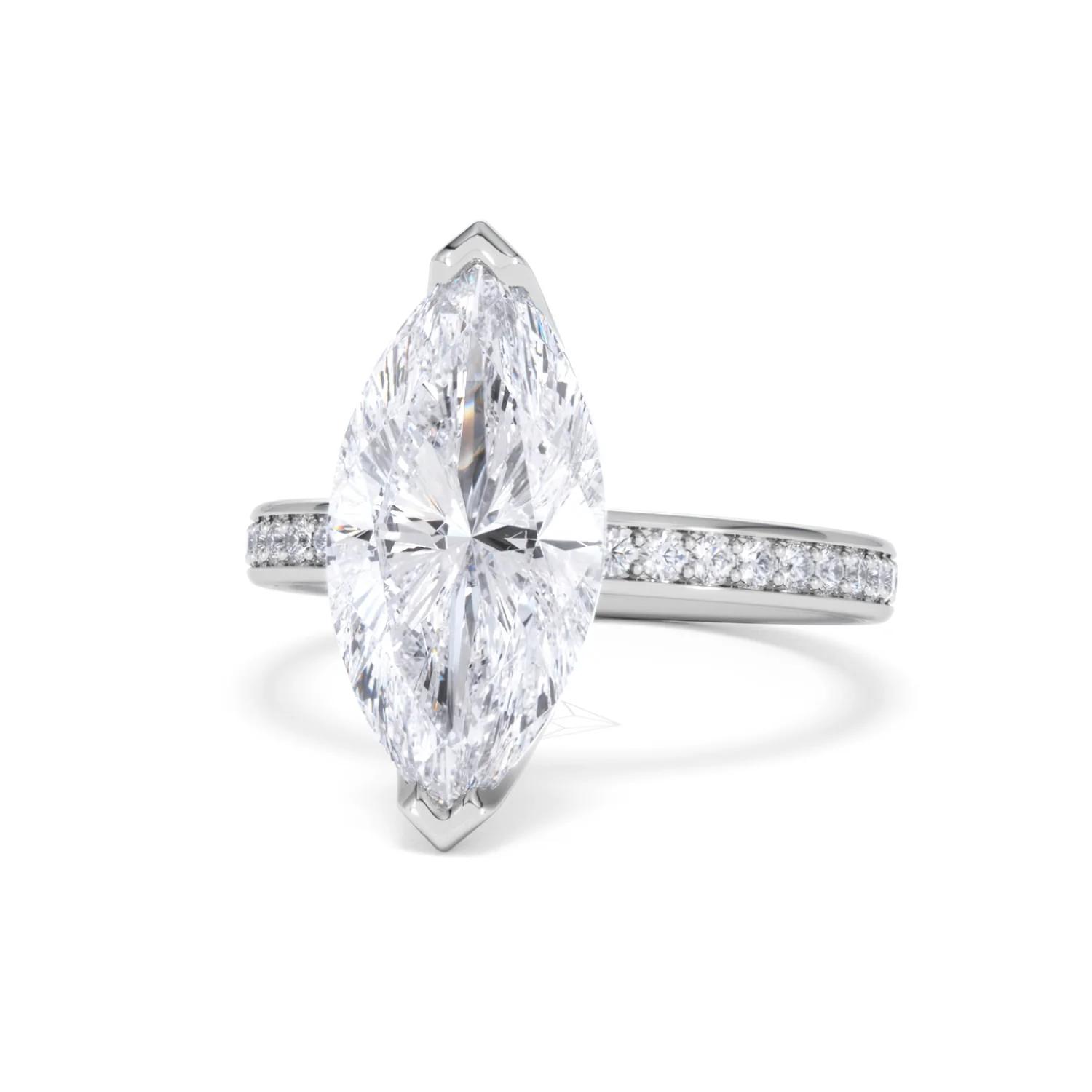 Origin 3.30ct Marquise Cut Lab Diamond Solitaire Engagement Ring with Side Stones in 18K White Gold - Image 84