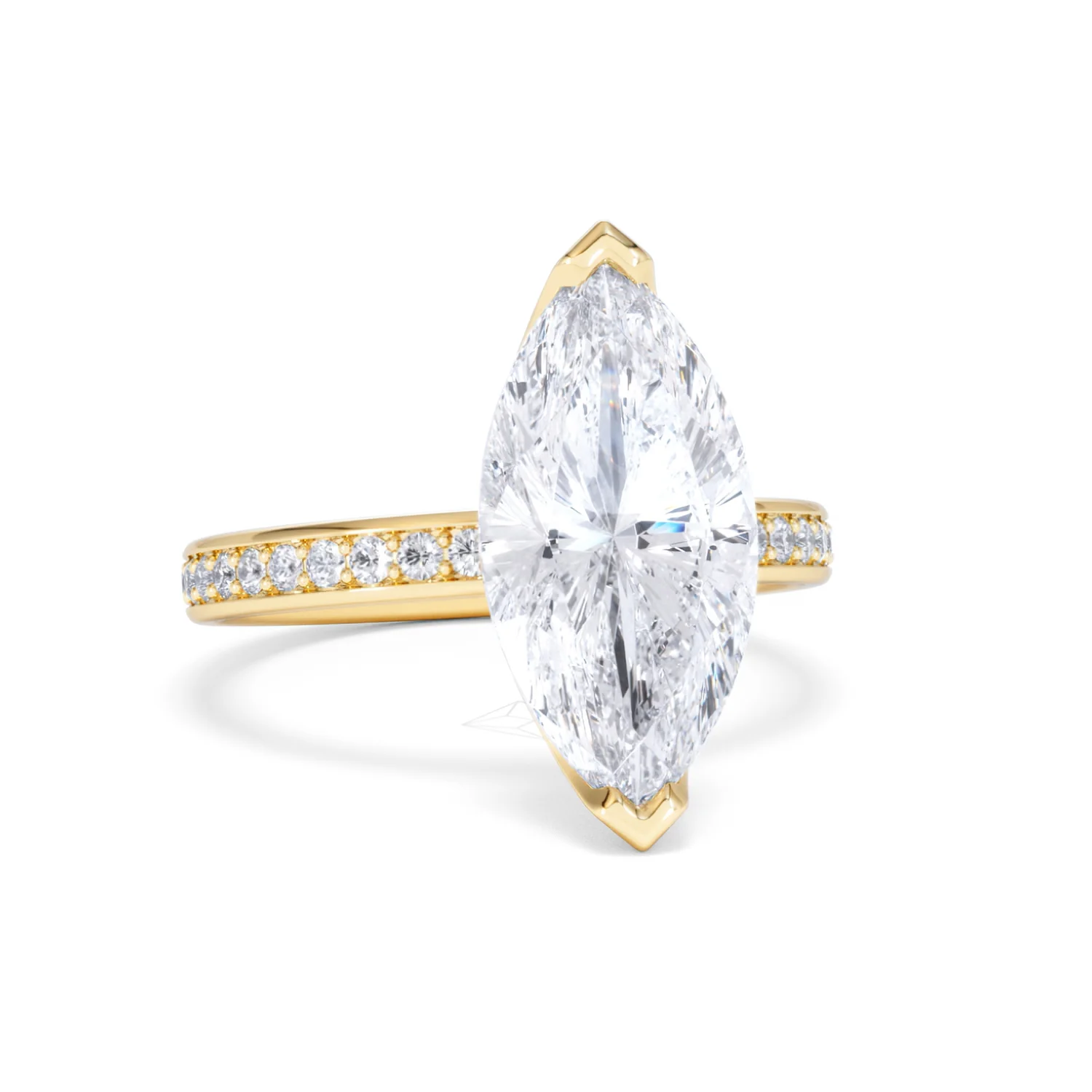 Origin 3.30ct Marquise Cut Lab Diamond Solitaire Engagement Ring with Side Stones in 18K Yellow Gold - Image 10