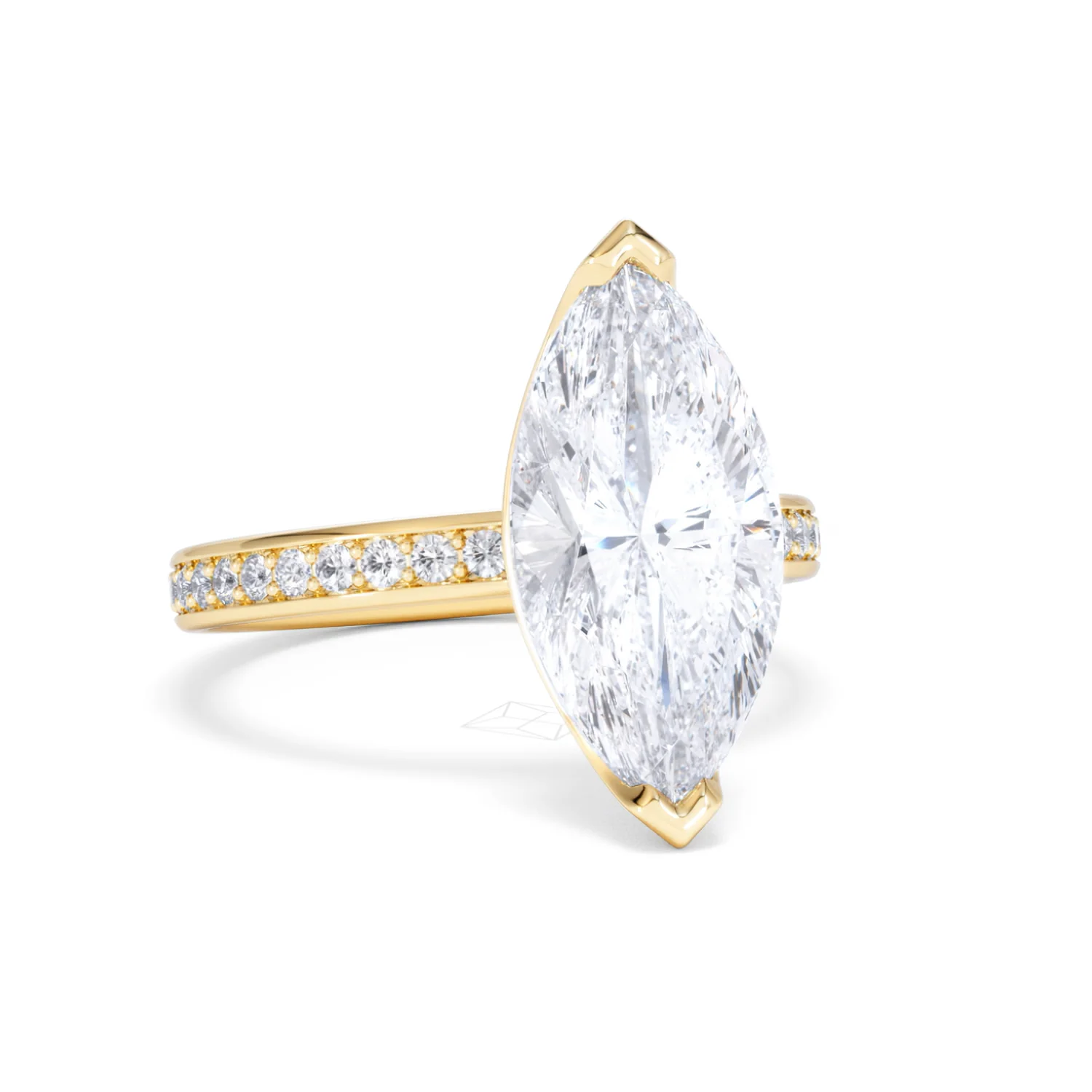 Origin 3.30ct Marquise Cut Lab Diamond Solitaire Engagement Ring with Side Stones in 18K Yellow Gold - Image 11