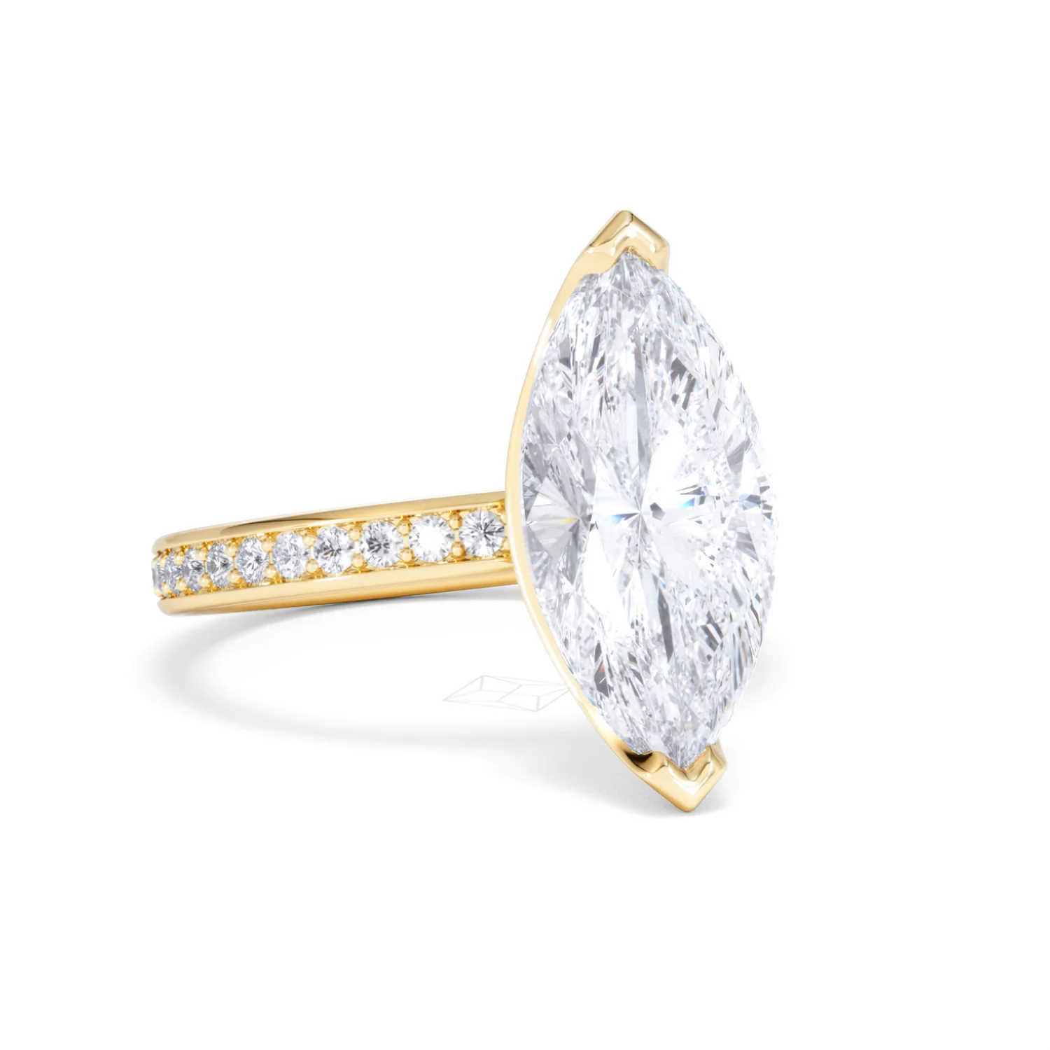 Origin 3.30ct Marquise Cut Lab Diamond Solitaire Engagement Ring with Side Stones in 18K Yellow Gold - Image 12