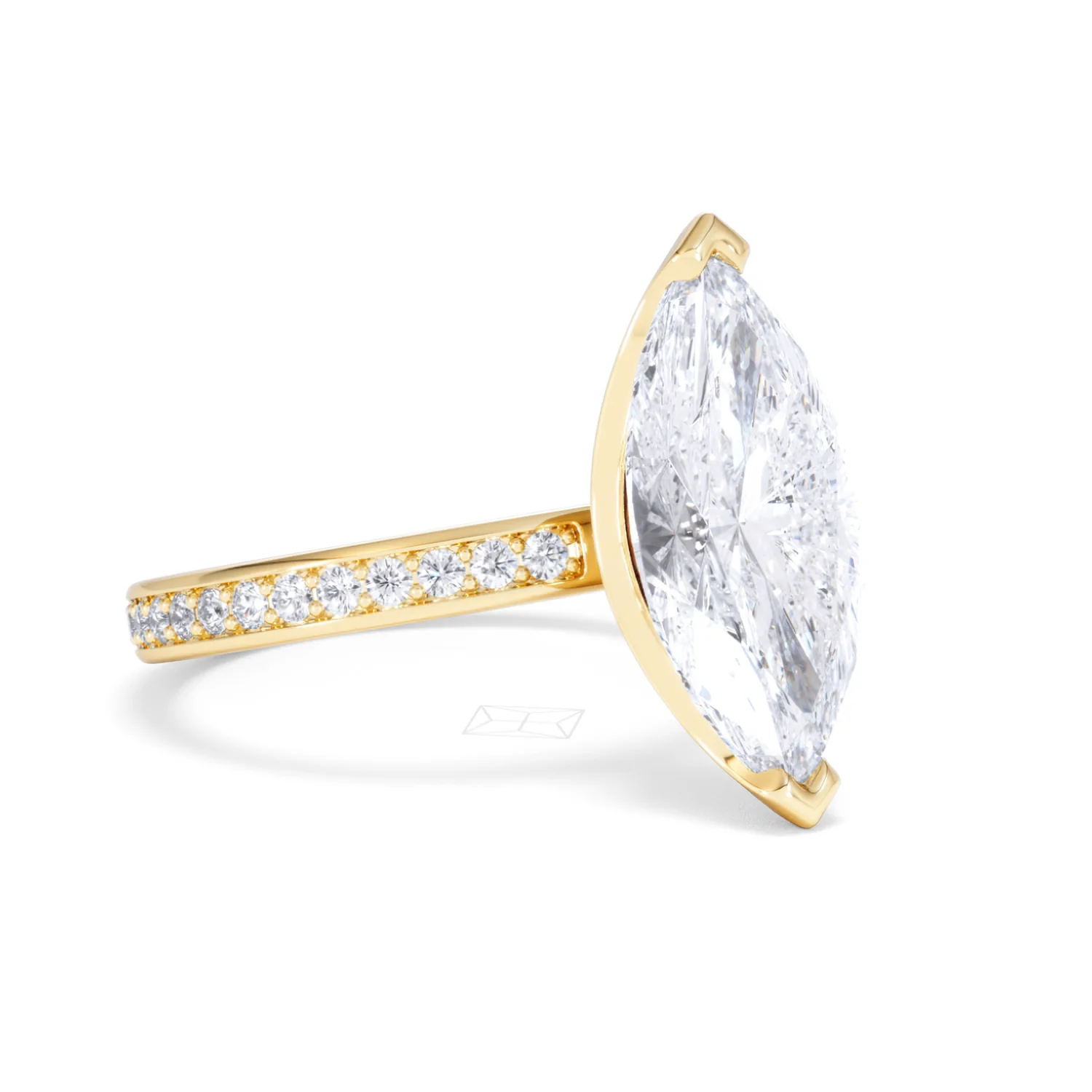 Origin 3.30ct Marquise Cut Lab Diamond Solitaire Engagement Ring with Side Stones in 18K Yellow Gold - Image 15