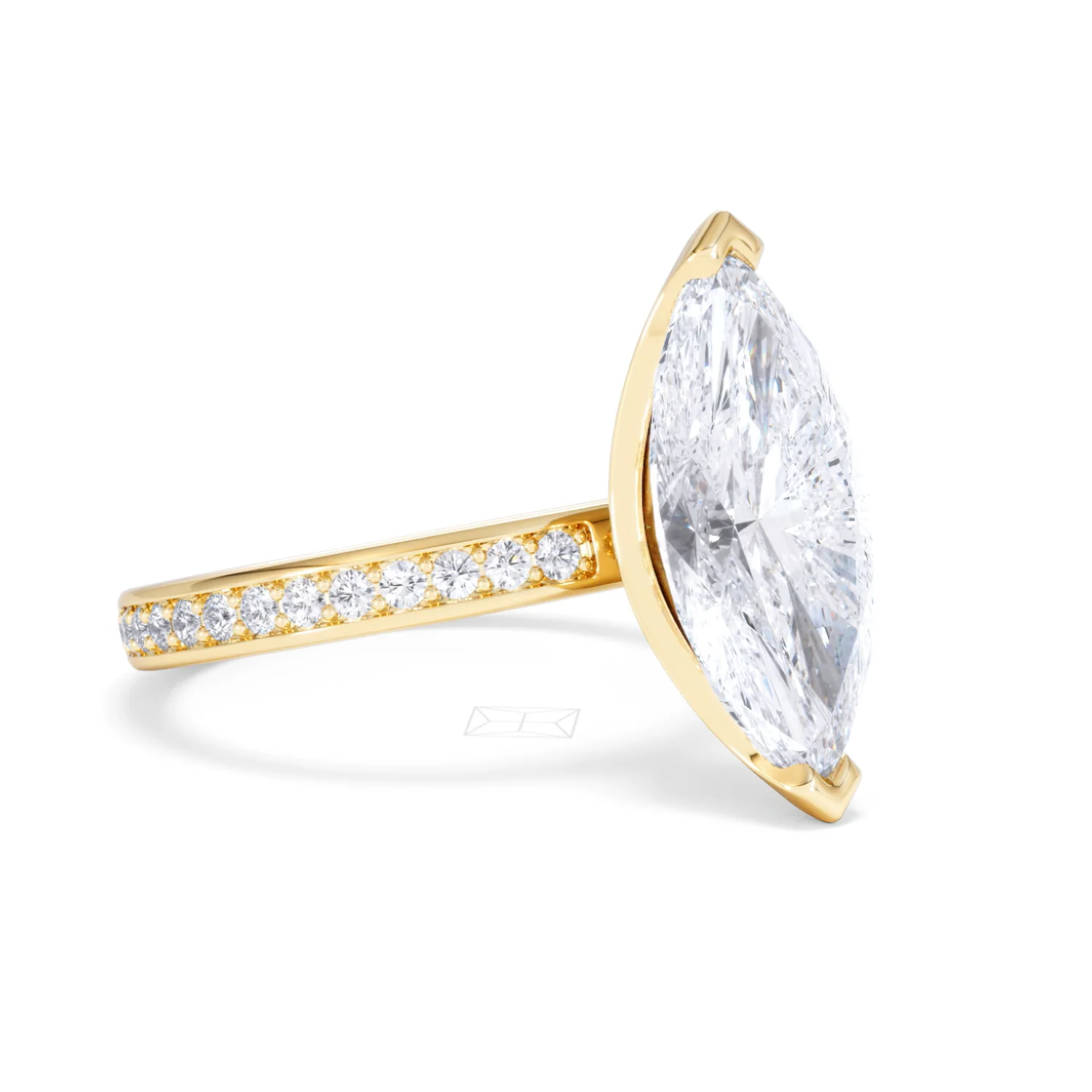Origin 3.30ct Marquise Cut Lab Diamond Solitaire Engagement Ring with Side Stones in 18K Yellow Gold - Image 16